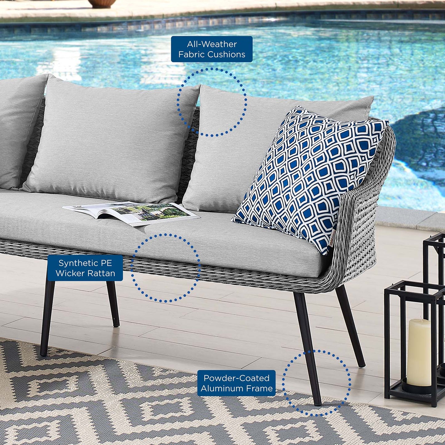 Endeavor Wicker Rattan Outdoor Patio Wicker Rattan Seating Set by Modway