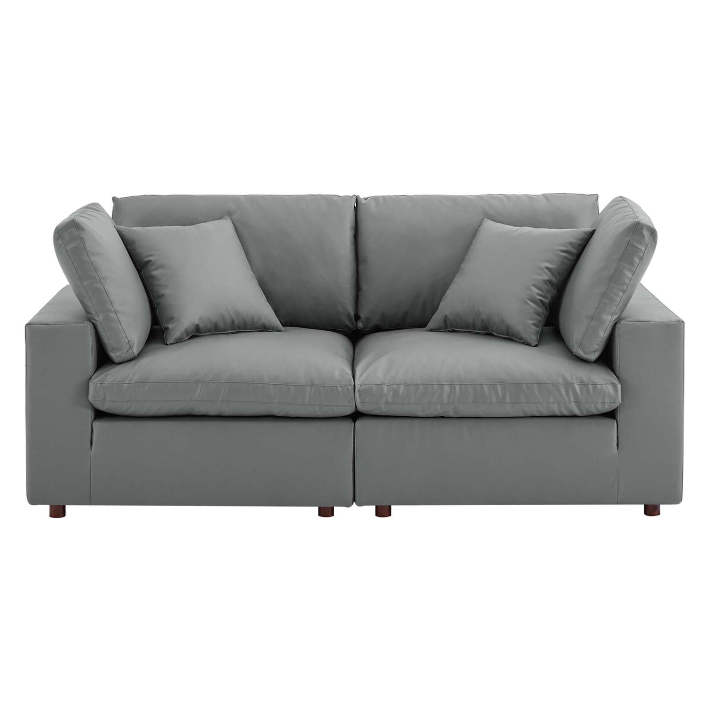 Commix Down Filled Overstuffed Vegan Leather Loveseat by Modway