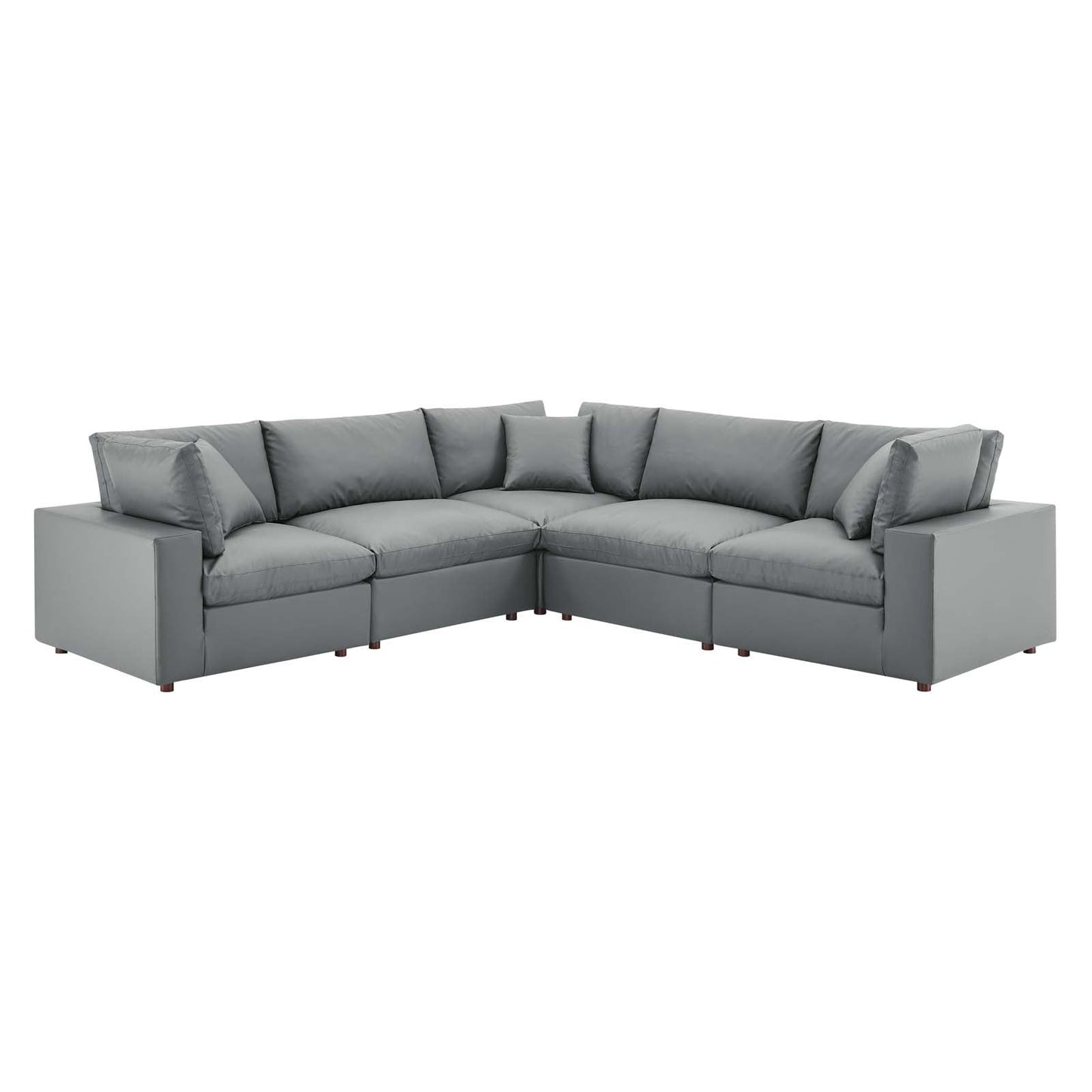 Commix 5-Piece Down Filled Overstuffed Vegan Leather Sectional Sofa by Modway