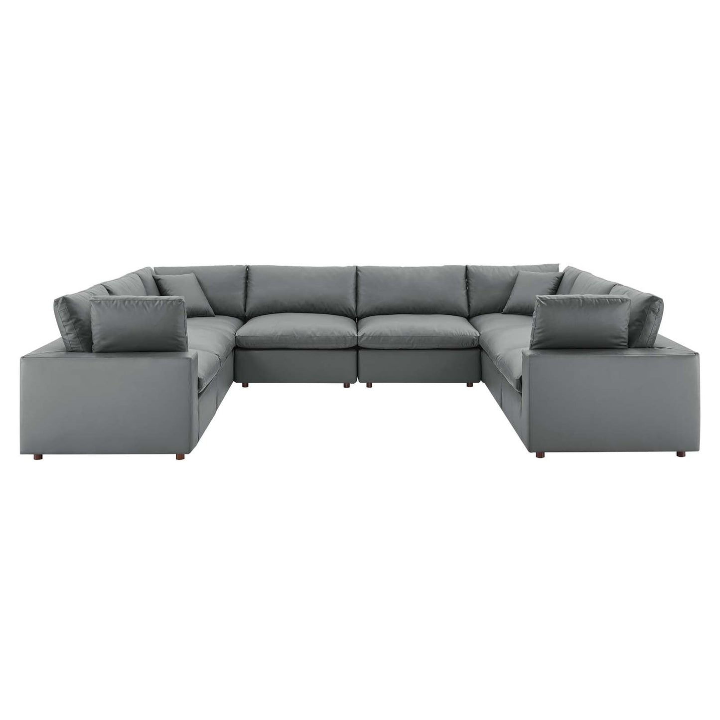Commix 8-Piece Down Filled Overstuffed Vegan Leather Sectional Sofa by Modway