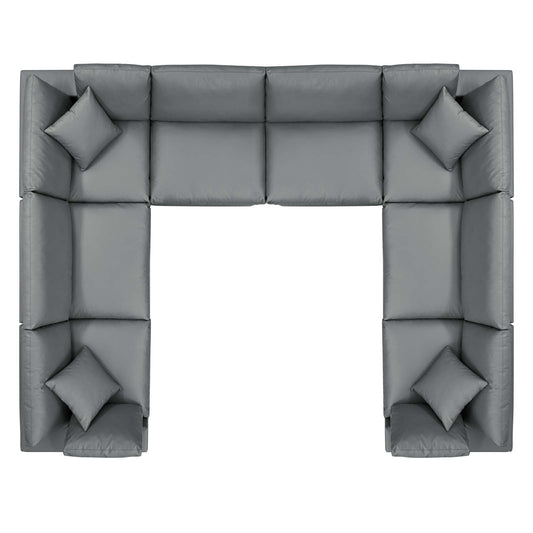Commix 8-Piece Down Filled Overstuffed Vegan Leather Sectional Sofa by Modway