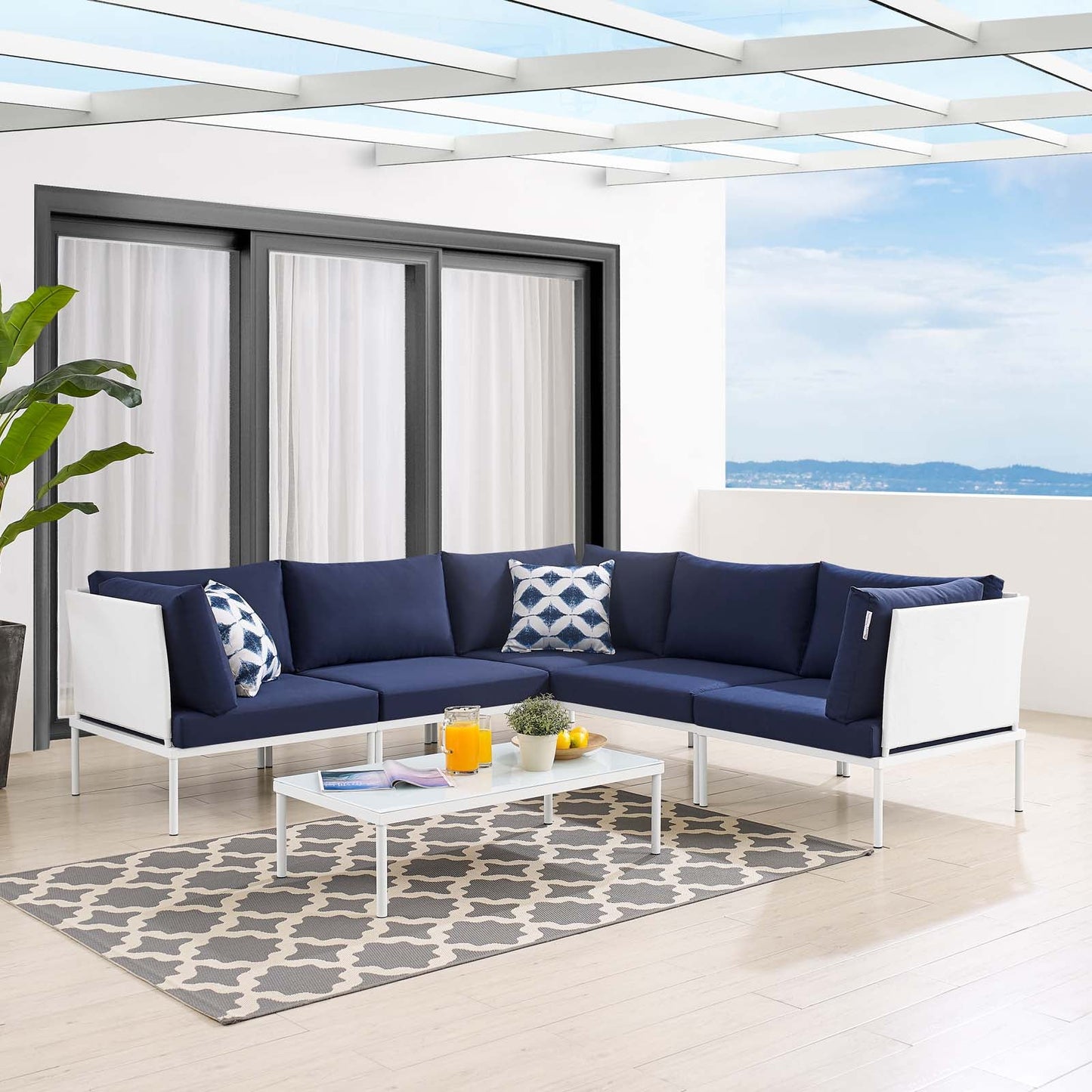 Harmony 6-Piece Sunbrella¨ Outdoor Patio Aluminum Sectional Sofa Set by Modway