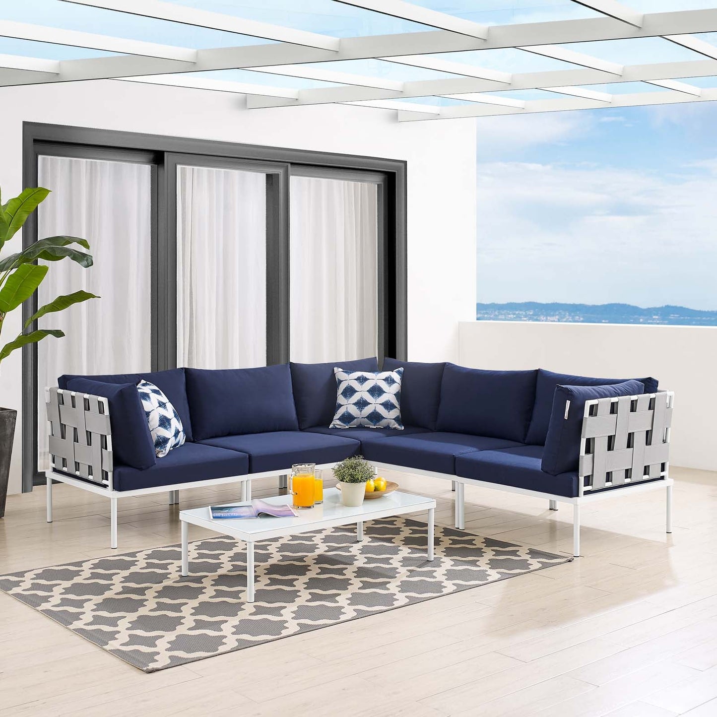 Harmony 6-Piece Sunbrella¨ Outdoor Patio Aluminum Sectional Sofa Set by Modway