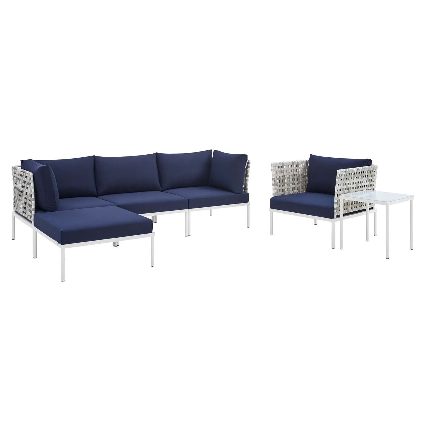 Harmony 6-Piece Sunbrella¨ Basket Weave Outdoor Patio Aluminum Seating Set by Modway