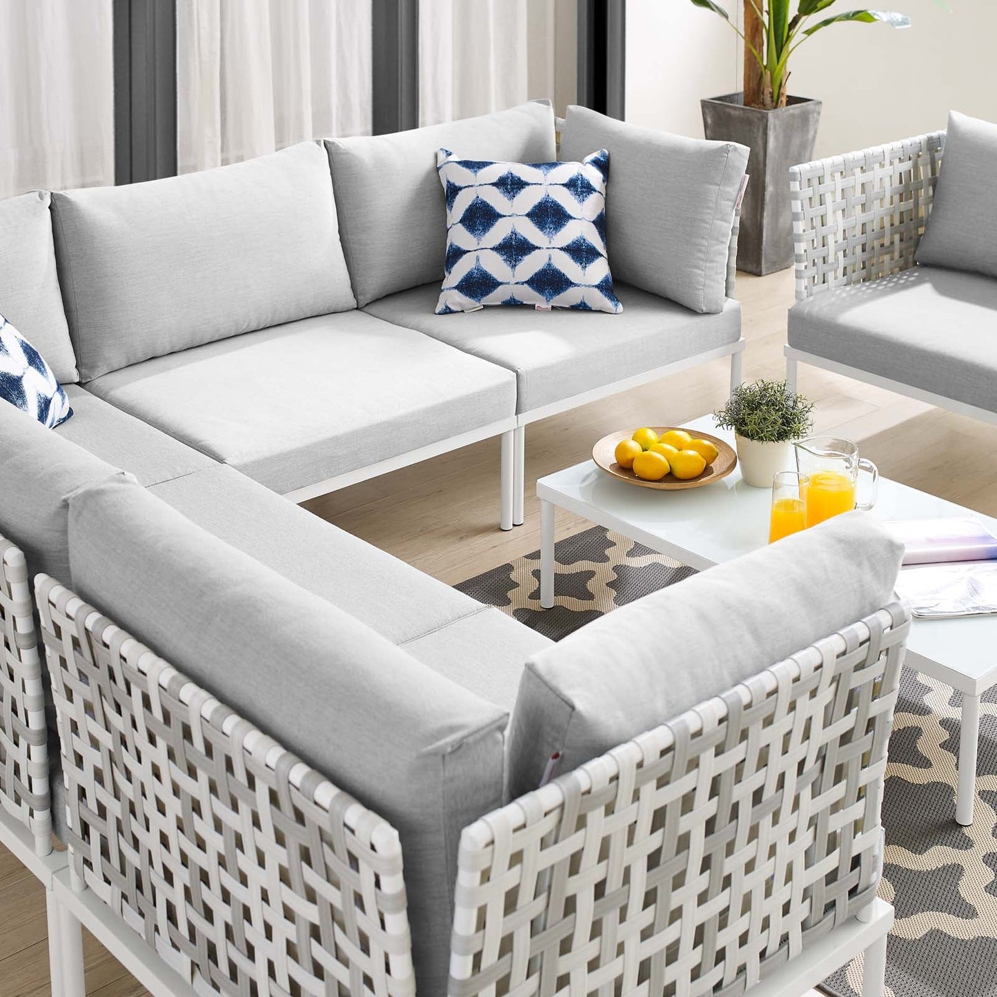 Harmony 7-Piece Sunbrella¨ Basket Weave Outdoor Patio Aluminum Sectional Sofa Set by Modway