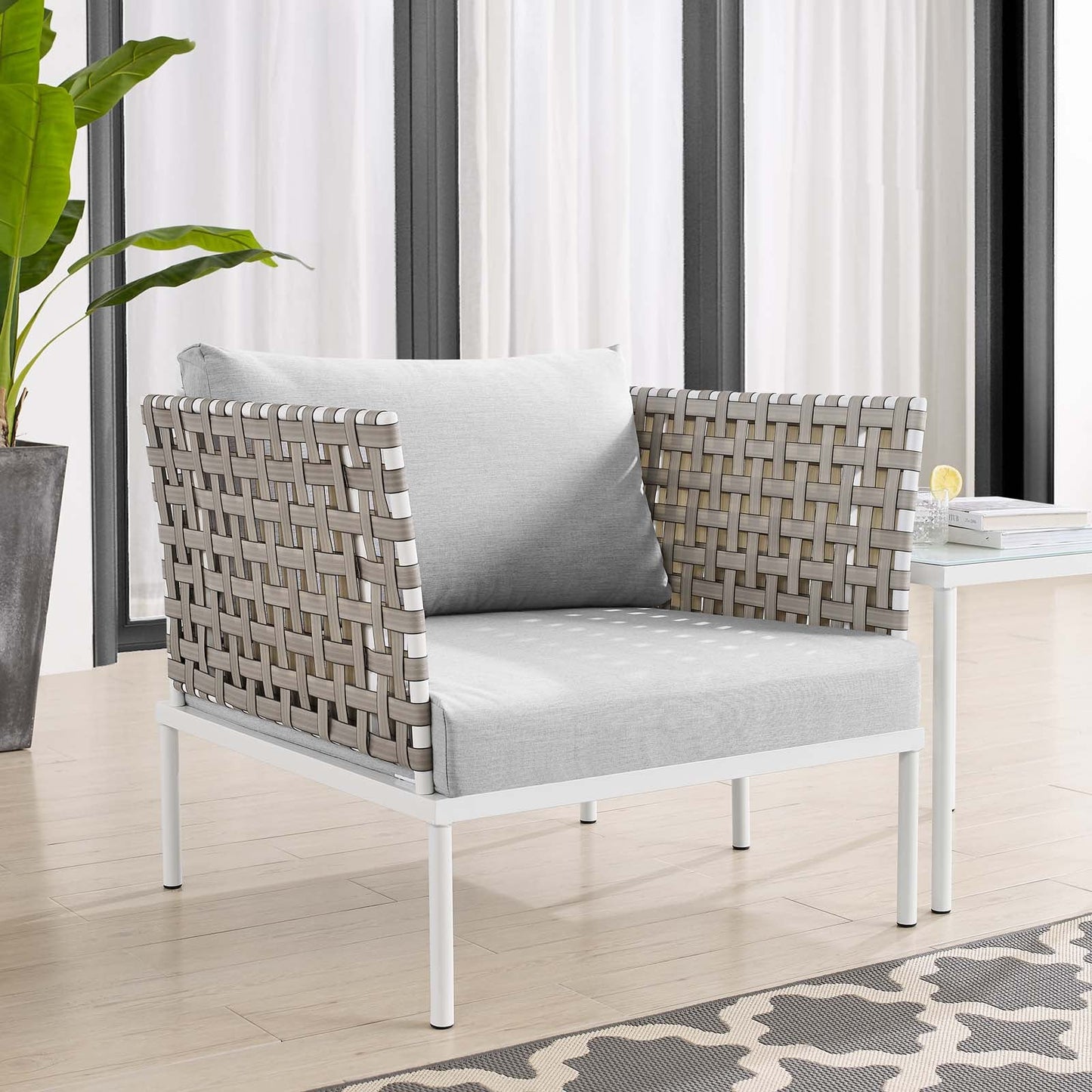 Harmony Sunbrella¨ Basket Weave Outdoor Patio Aluminum Armchair by Modway
