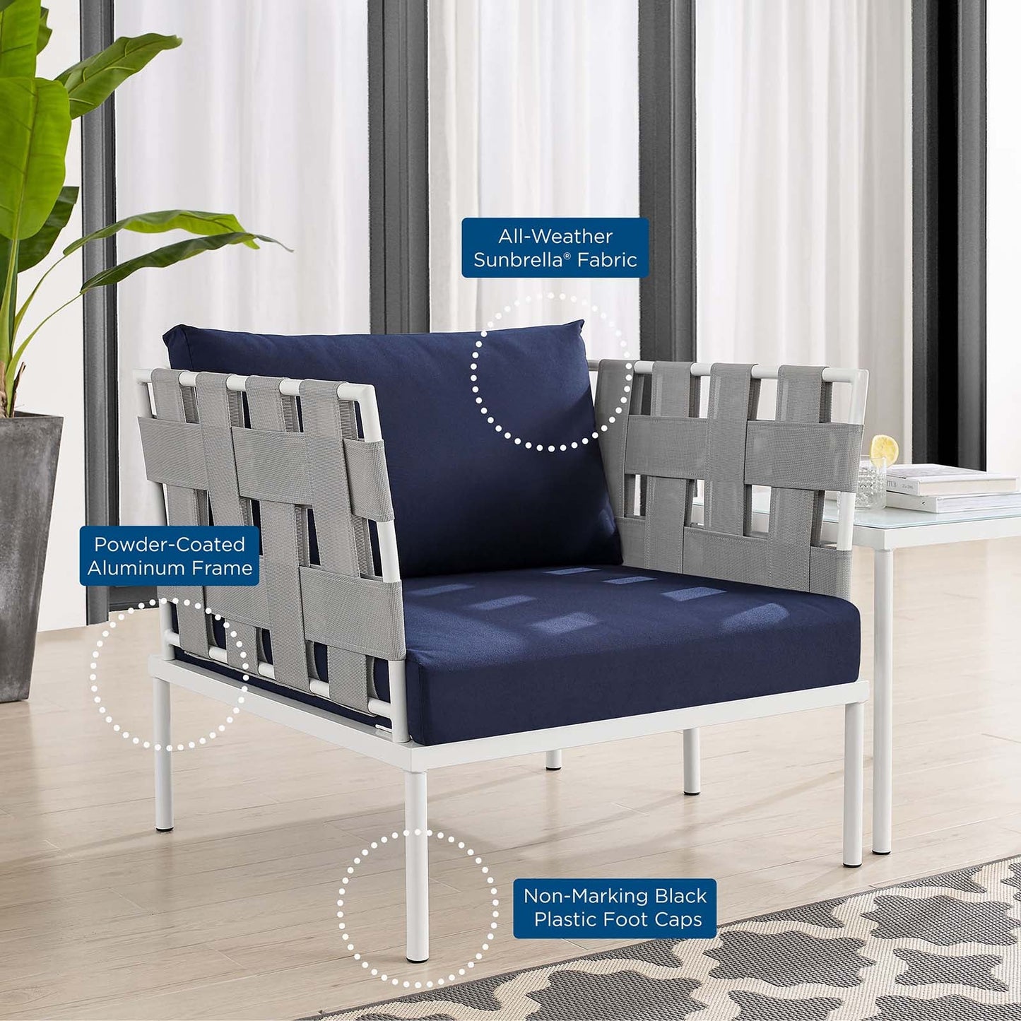 Harmony Sunbrella¨ Outdoor Patio Aluminum Armchair by Modway