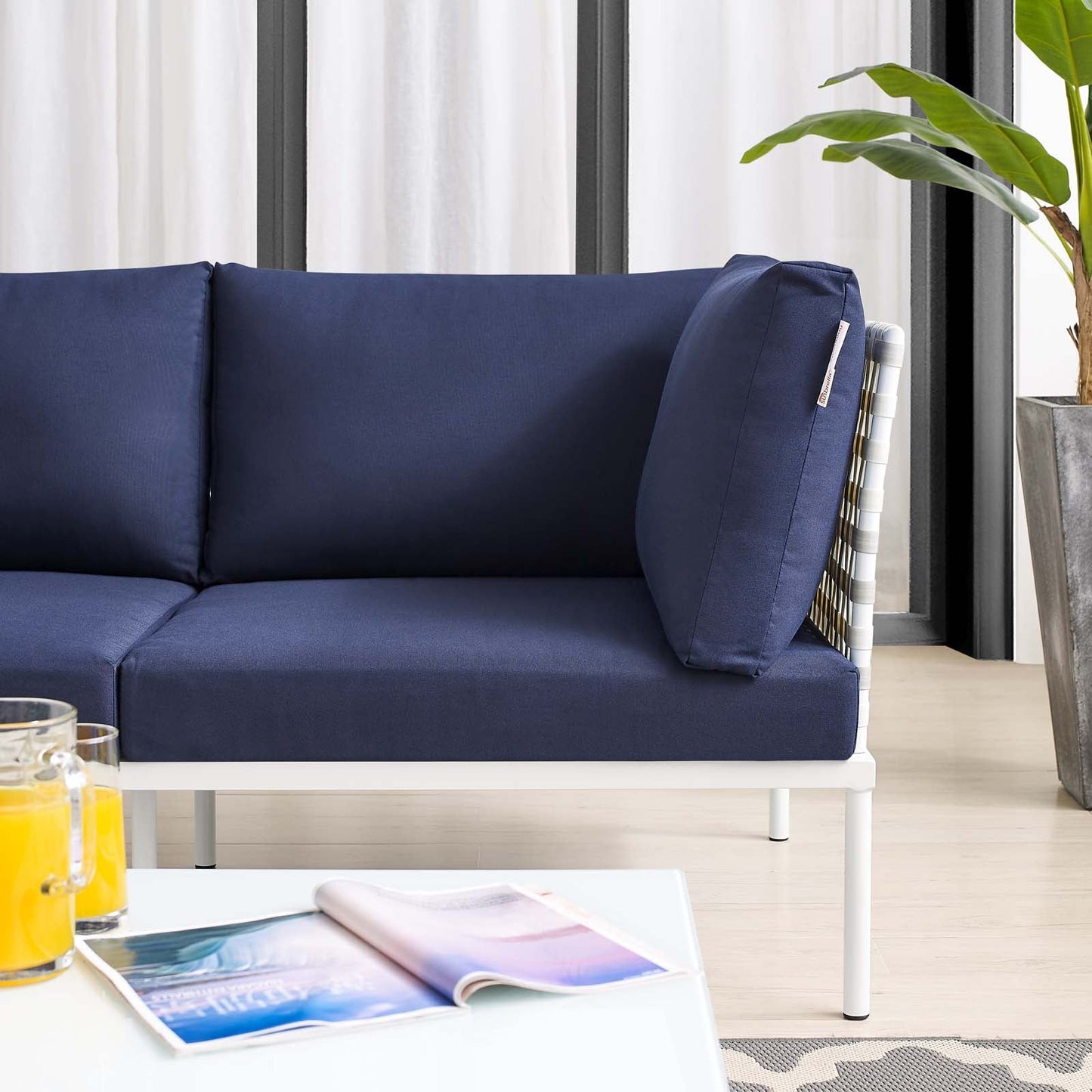 Harmony Sunbrella¨ Basket Weave Outdoor Patio Aluminum Loveseat by Modway