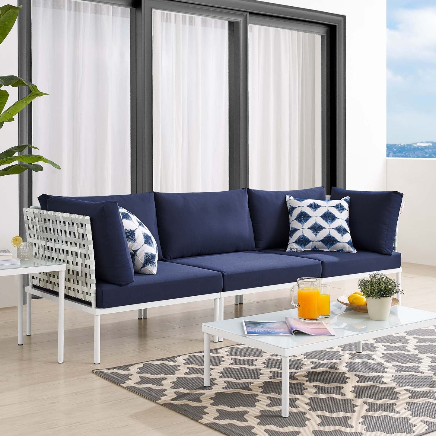 Harmony Sunbrella¨ Basket Weave Outdoor Patio Aluminum Sofa by Modway