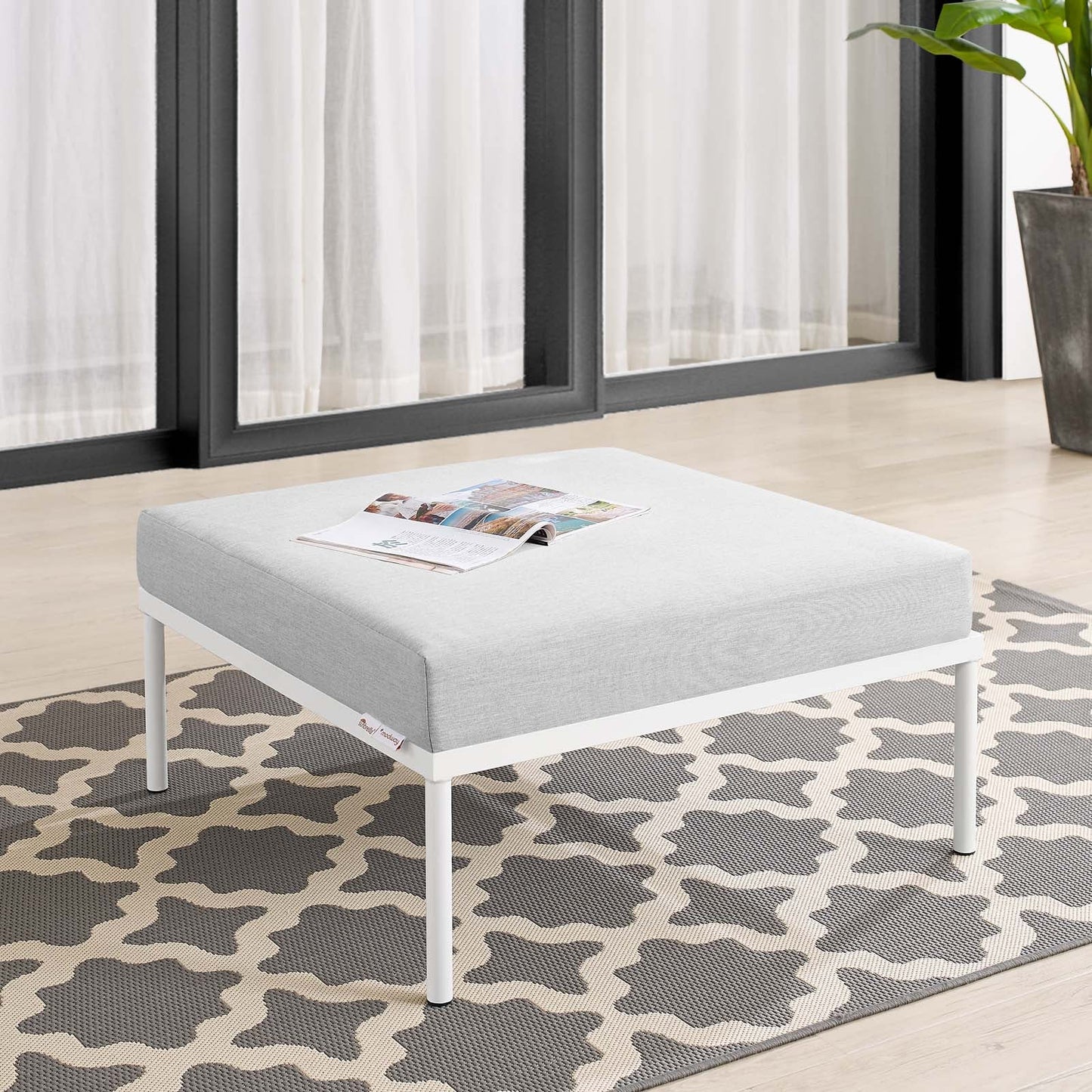 Harmony Sunbrella¨ Outdoor Patio Aluminum Ottoman by Modway