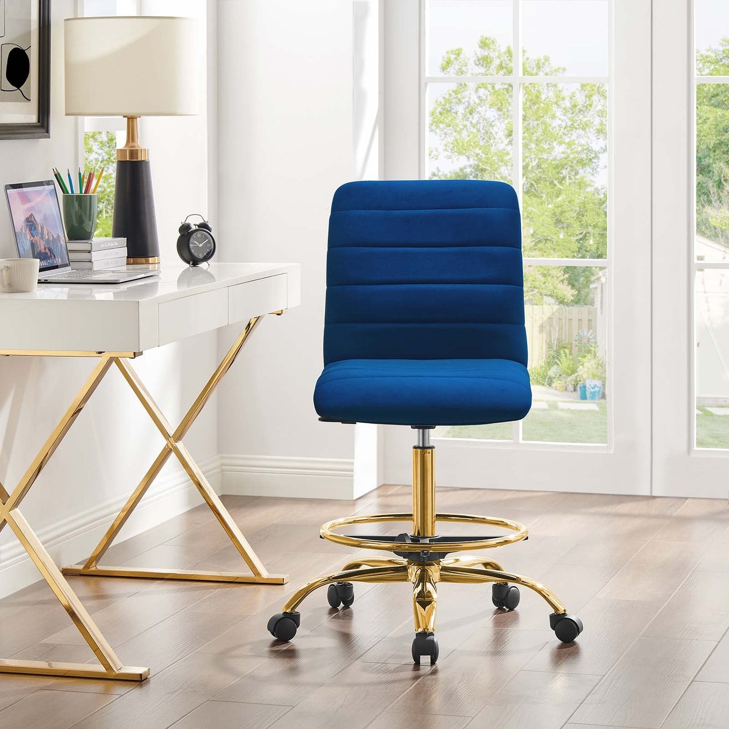 Ripple Armless Performance Velvet Drafting Chair by Modway