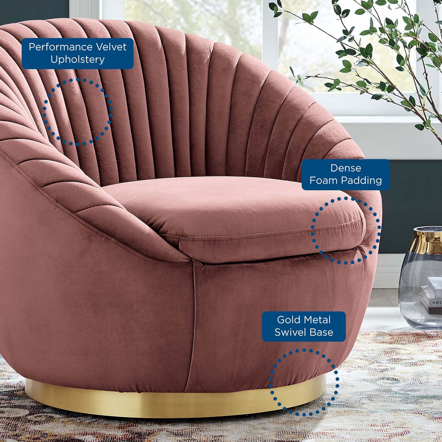 Whirr Tufted Performance Velvet Swivel Chair by Modway