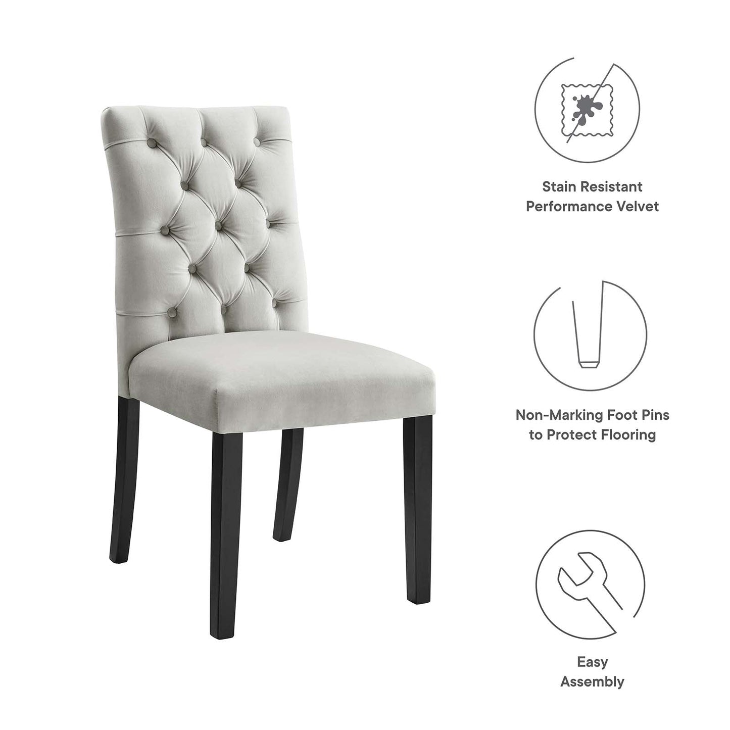 Duchess Performance Velvet Dining Chairs Set of 2 by Modway