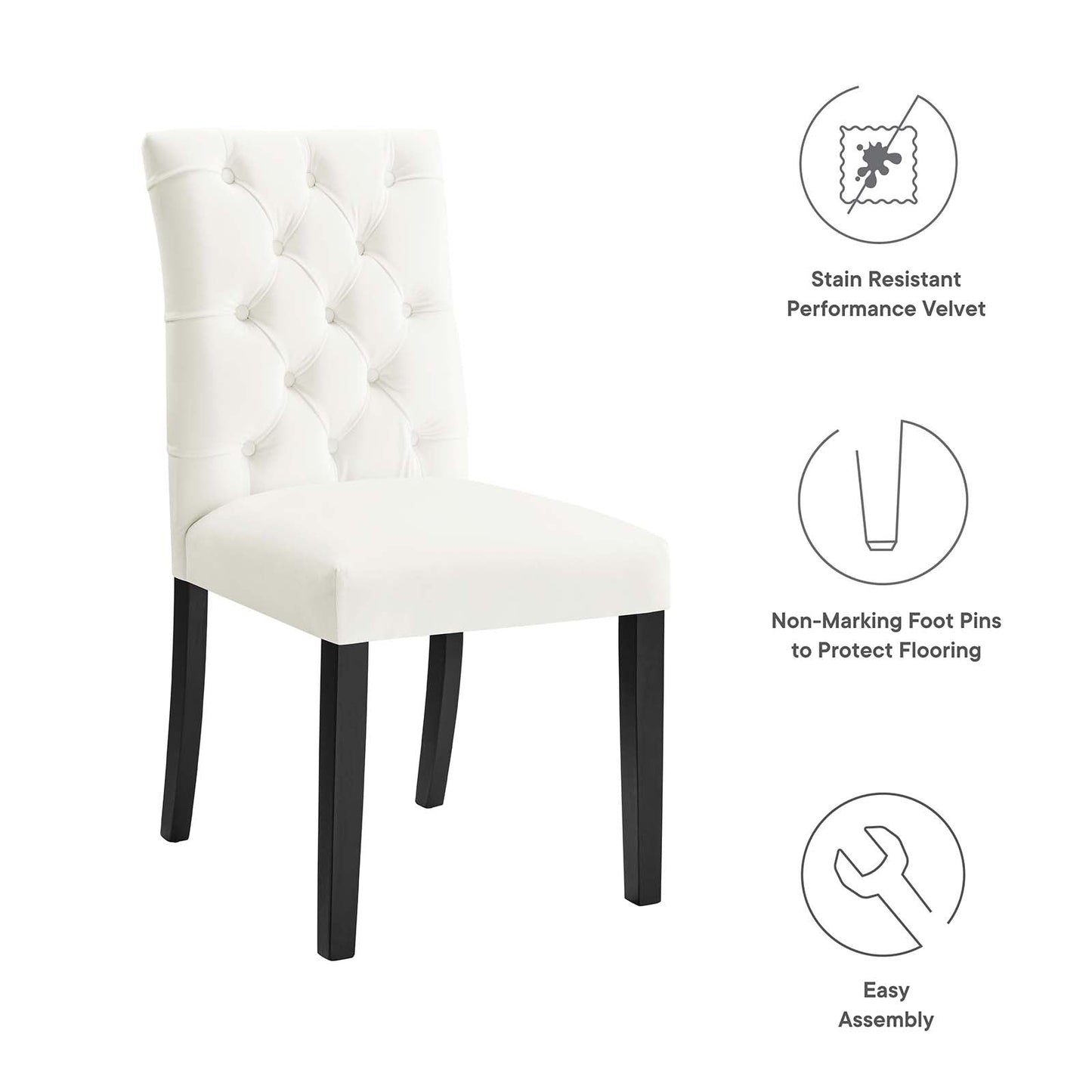 Duchess Performance Velvet Dining Chairs Set of 2 by Modway