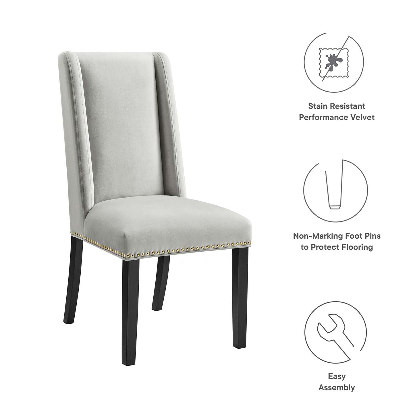 Baron Performance Velvet Dining Chairs Set of 2 by Modway