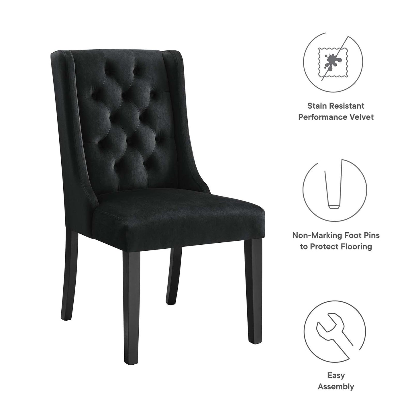 Baronet Performance Velvet Dining Chairs Set of 2 by Modway