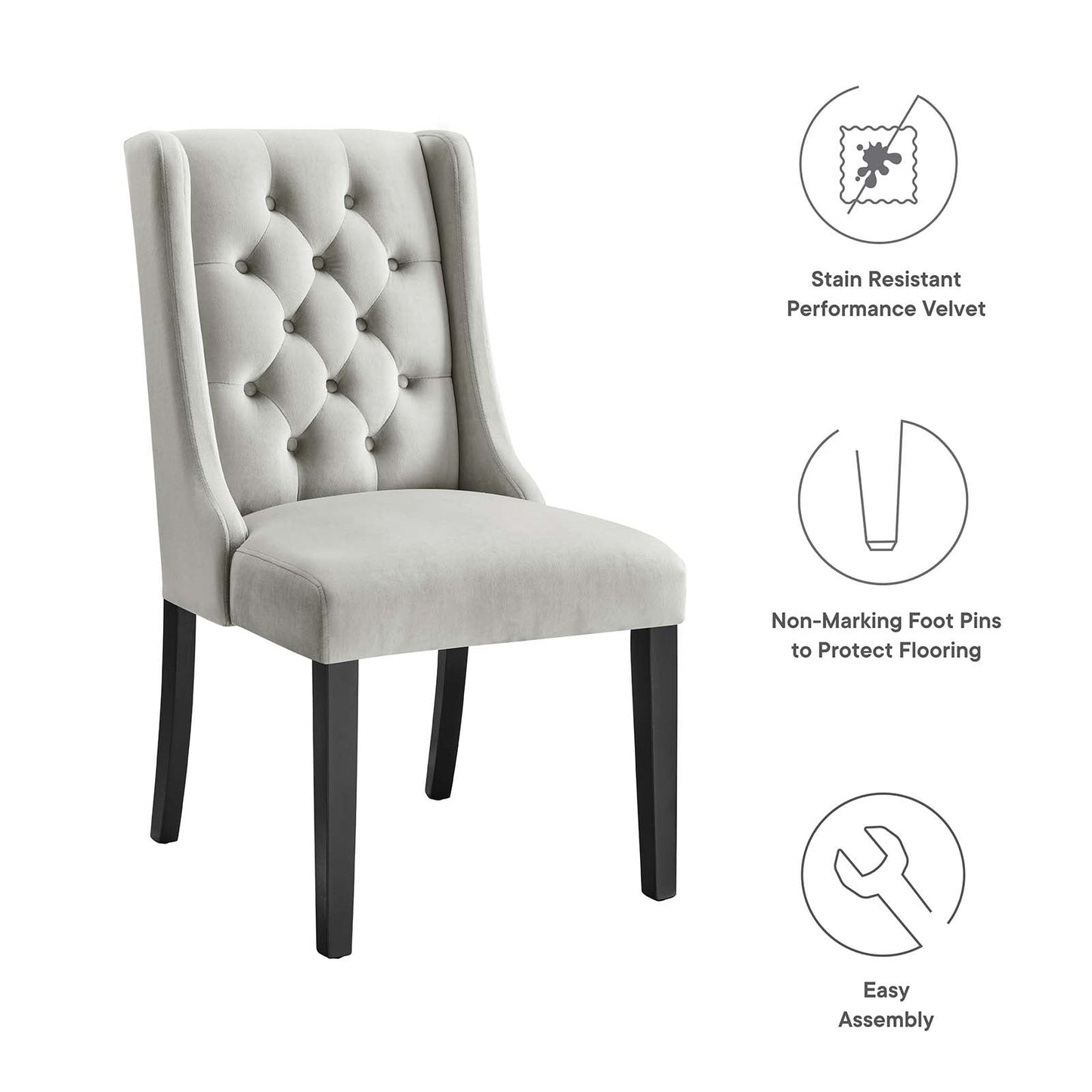Baronet Performance Velvet Dining Chairs Set of 2 by Modway