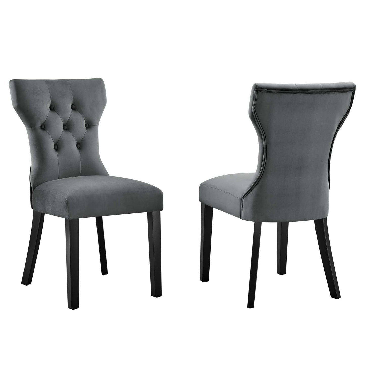 Silhouette Performance Velvet Dining Chairs Set of 2 by Modway