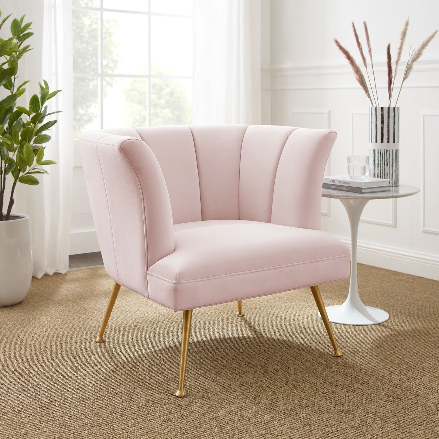 Veronica Channel Tufted Performance Velvet Armchair by Modway
