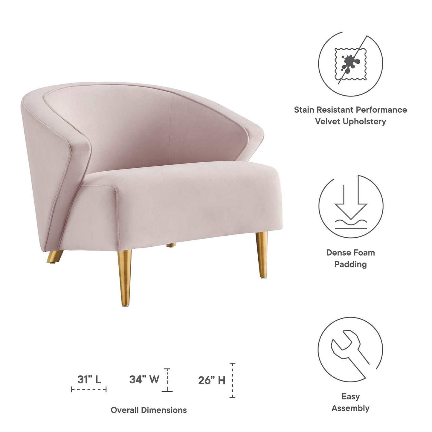 Odyssey Performance Velvet Armchair by Modway