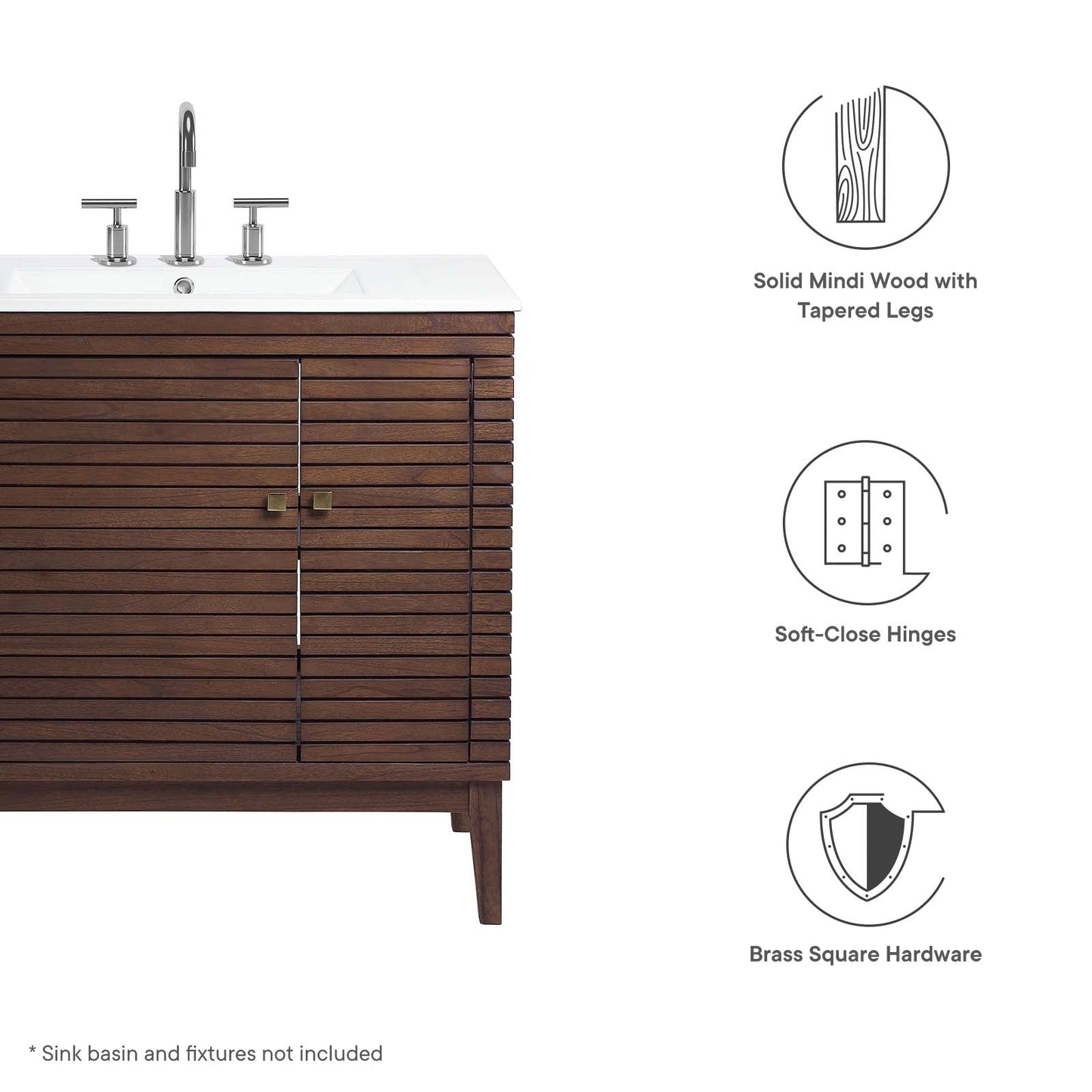 Ledger 36" Wood Bathroom Vanity Cabinet (Sink Basin Not Included) by Modway