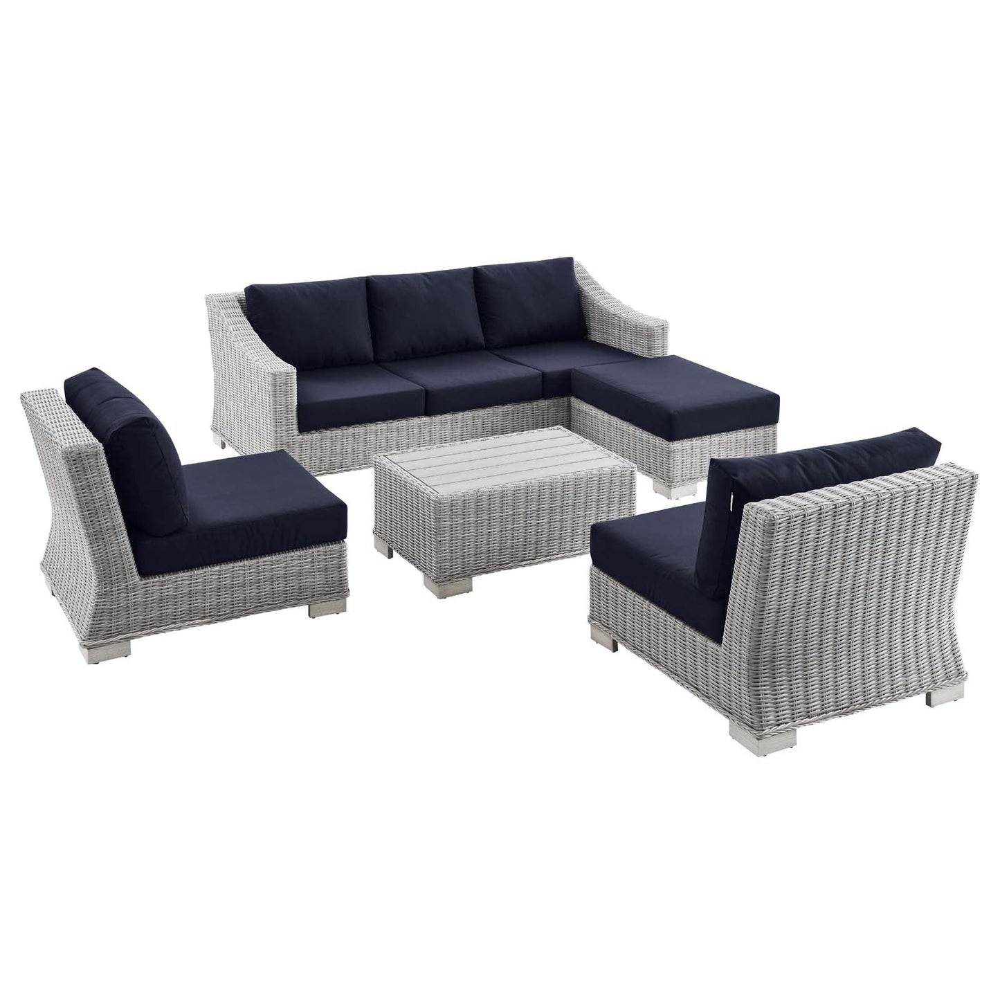 Conway 5-Piece Outdoor Patio Wicker Rattan Furniture Set by Modway