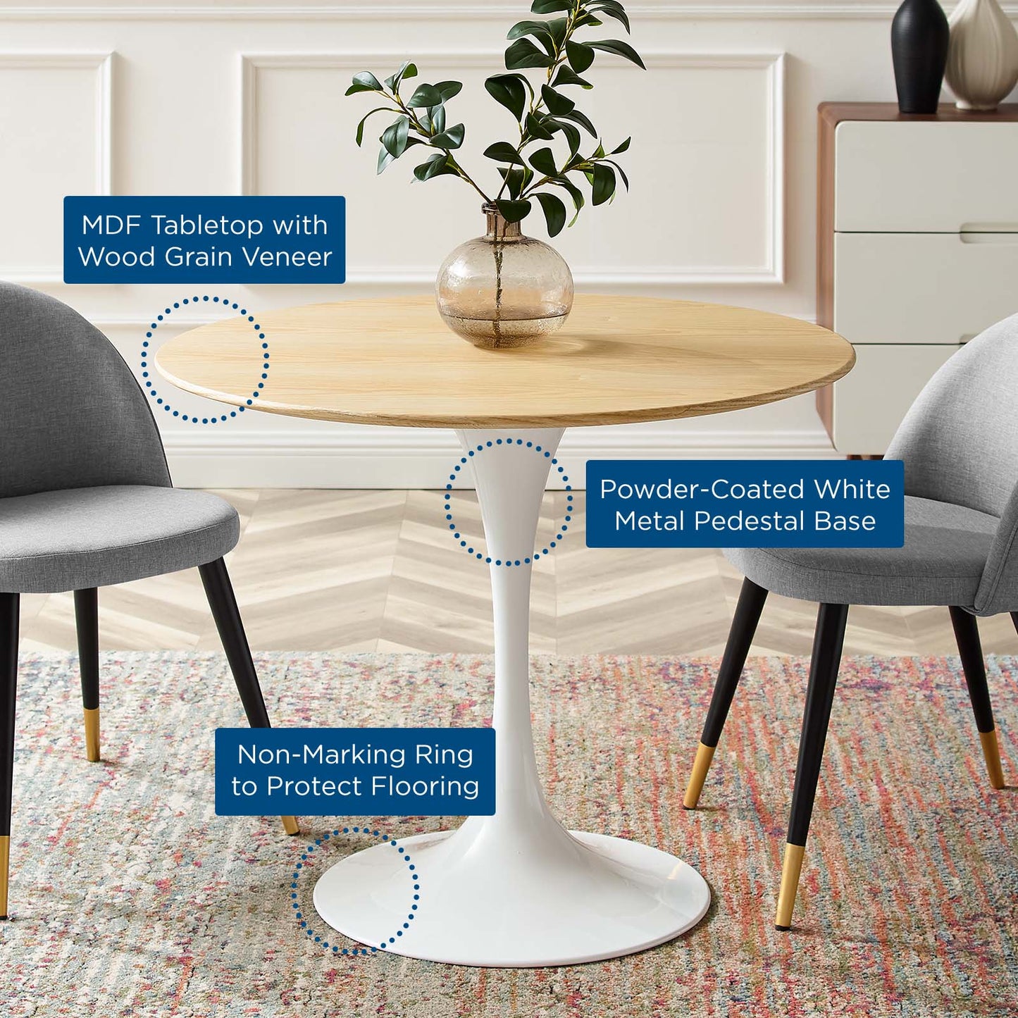 Lippa 36" Round Wood Dining Table by Modway