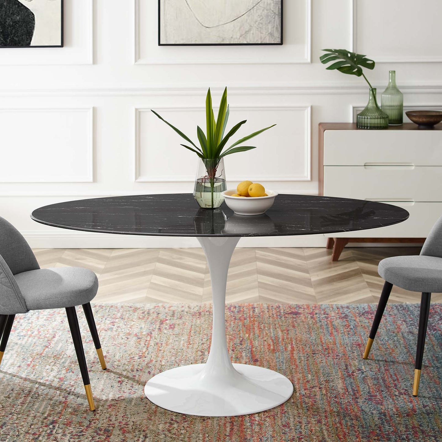 Lippa 60" Oval Faux Marble Dining Table by Modway