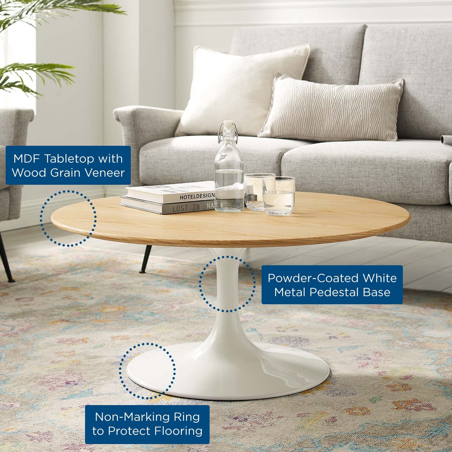 Lippa 36" Round Wood Coffee Table by Modway