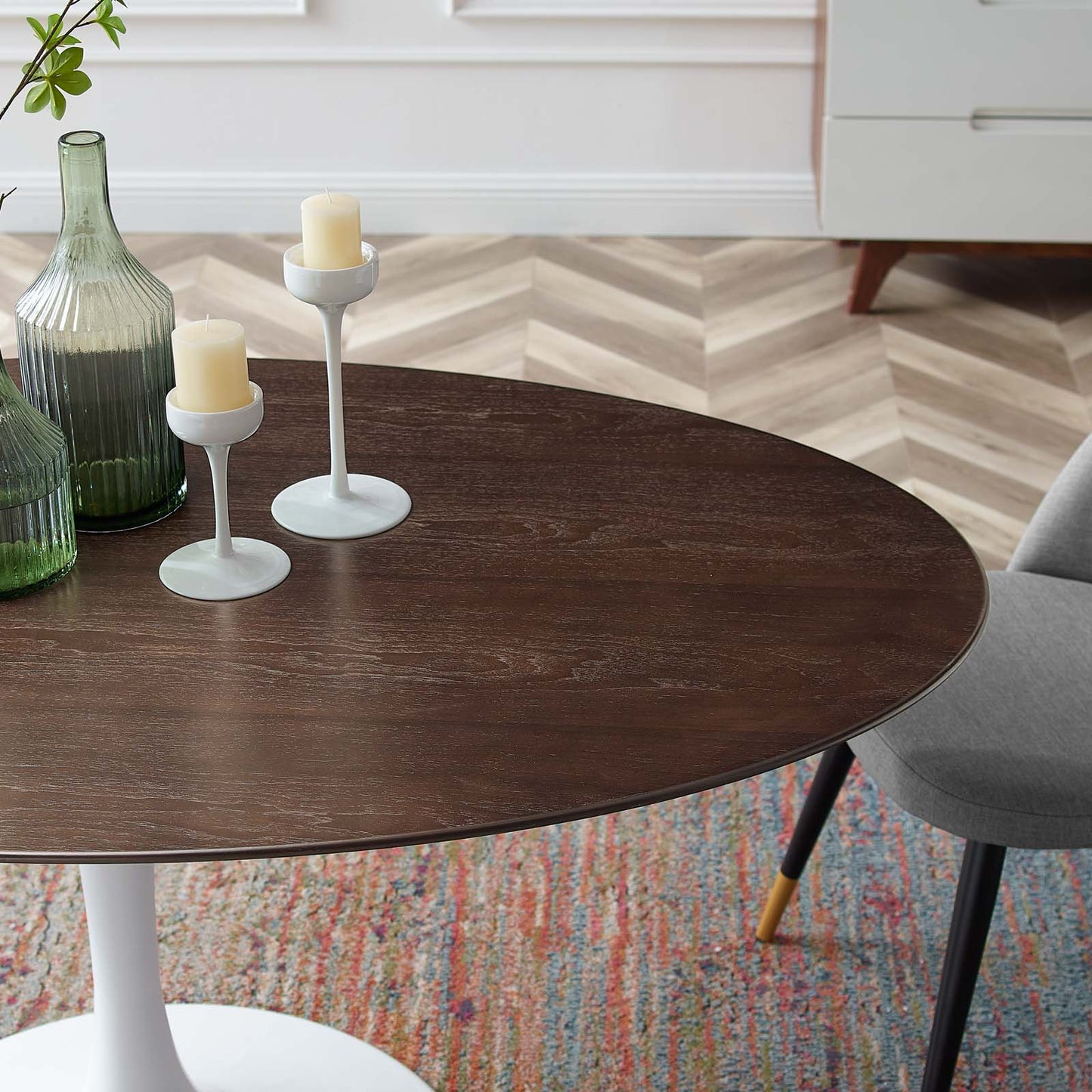 Lippa 60" Oval Cherry Walnut Wood Dining Table by Modway
