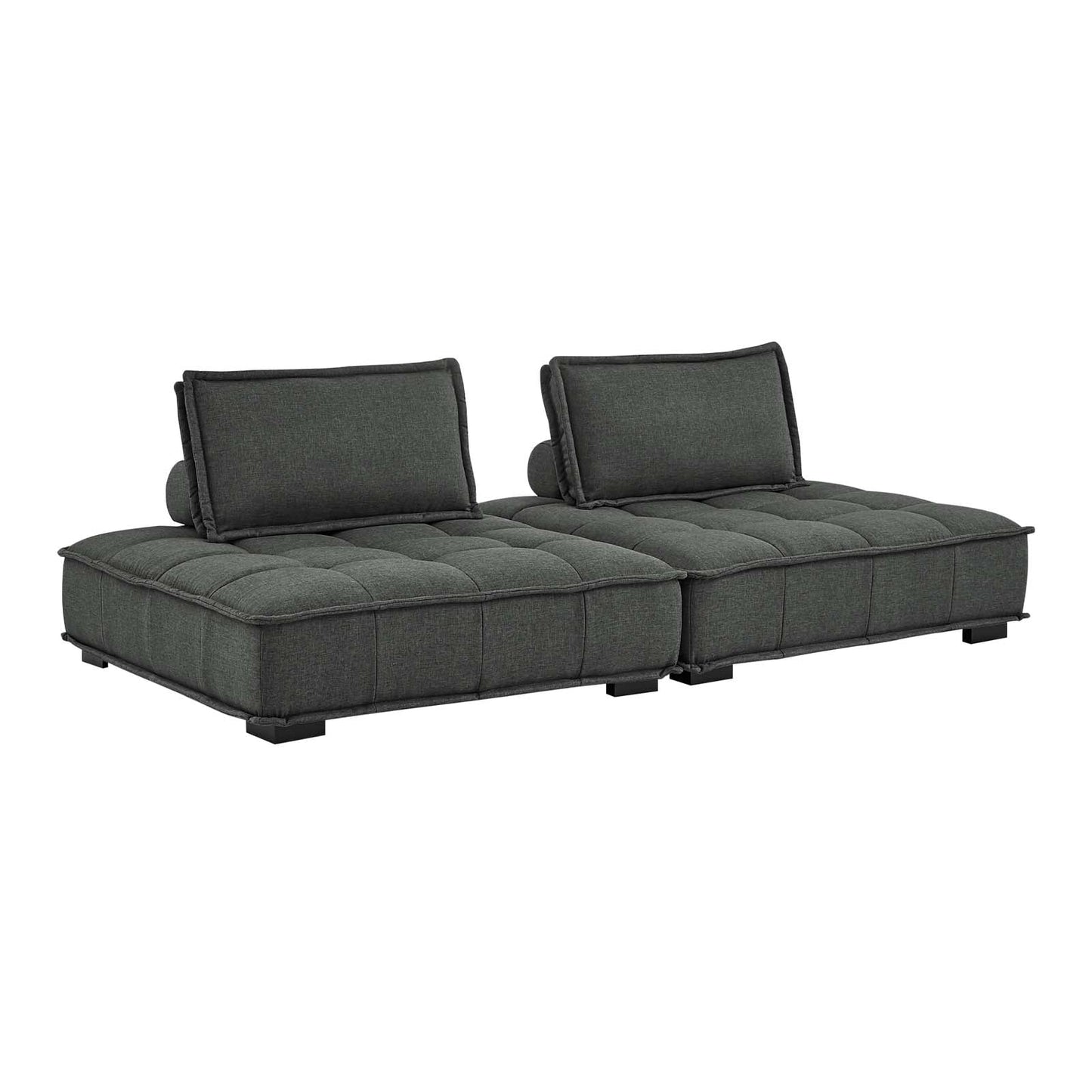 Saunter 2-Piece Tufted Fabric Fabric Loveseat in Gray