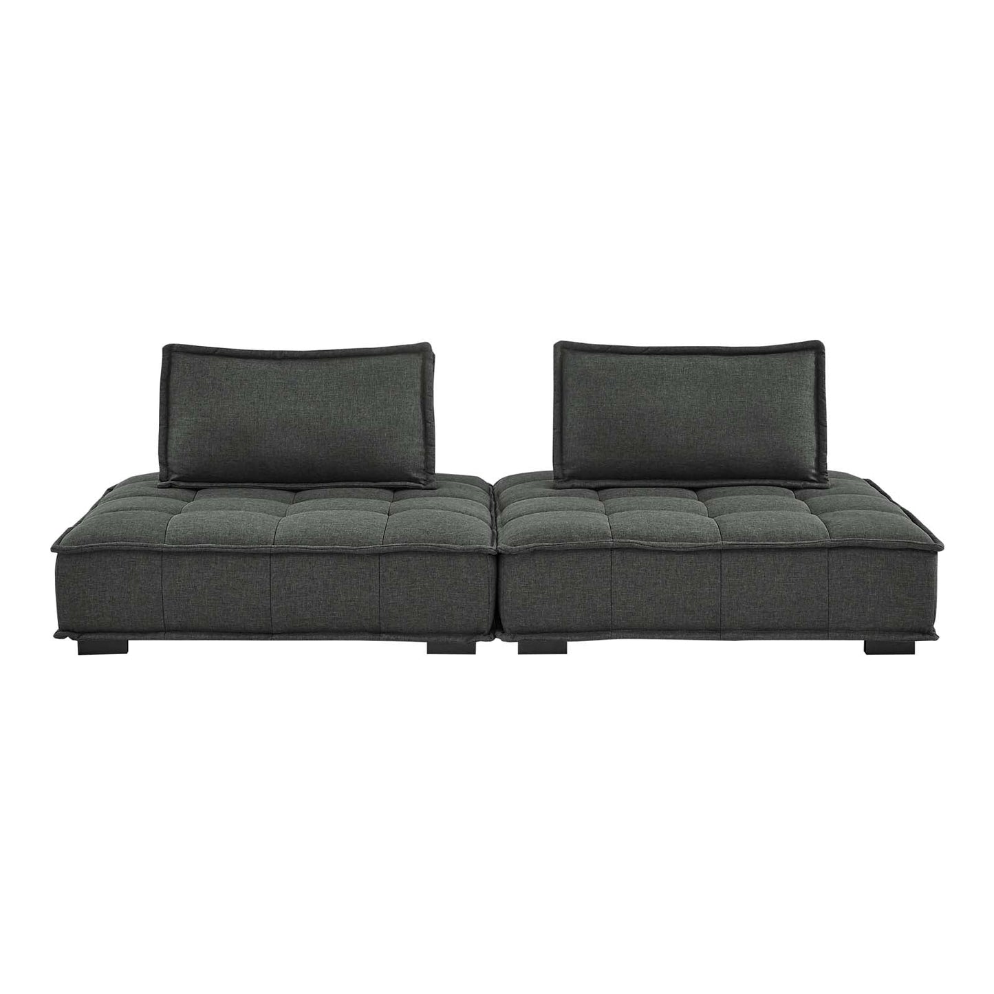 Saunter 2-Piece Tufted Fabric Fabric Loveseat in Gray