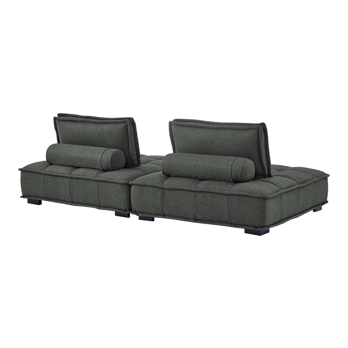 Saunter 2-Piece Tufted Fabric Fabric Loveseat in Gray