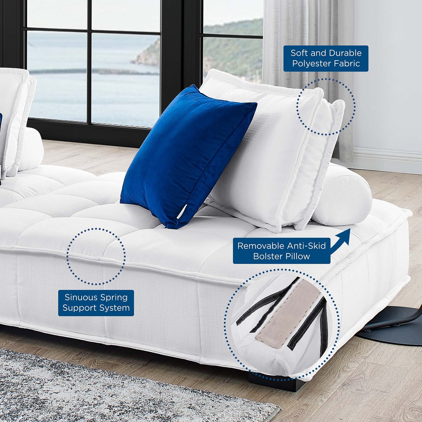 Saunter 2-Piece Tufted Fabric Fabric Loveseat in White