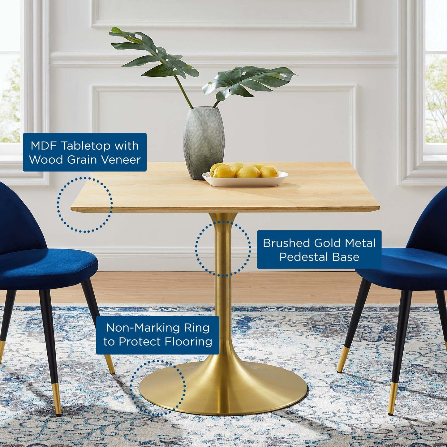 Lippa 40" Square Wood Dining Table by Modway