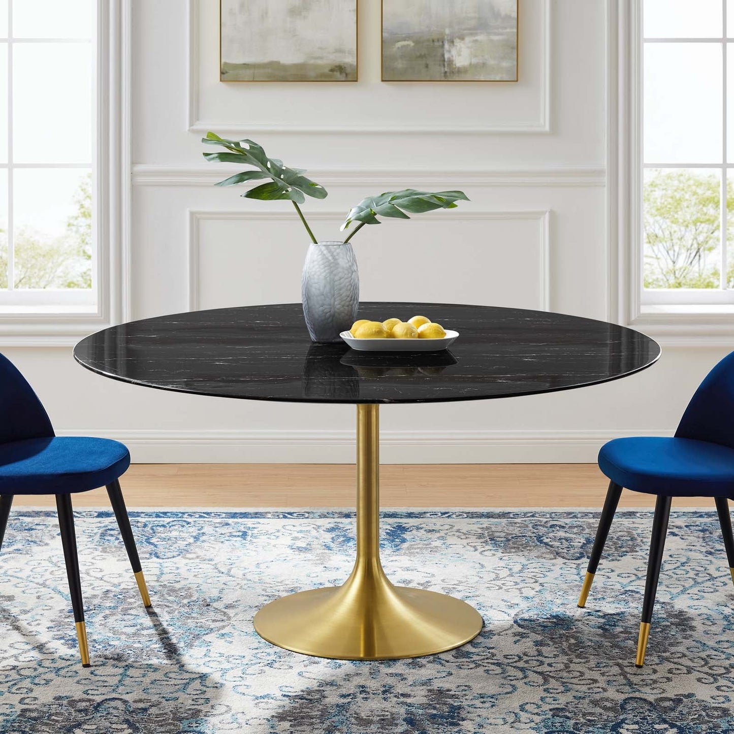 Lippa 60" Round Faux Marble Dining Table by Modway