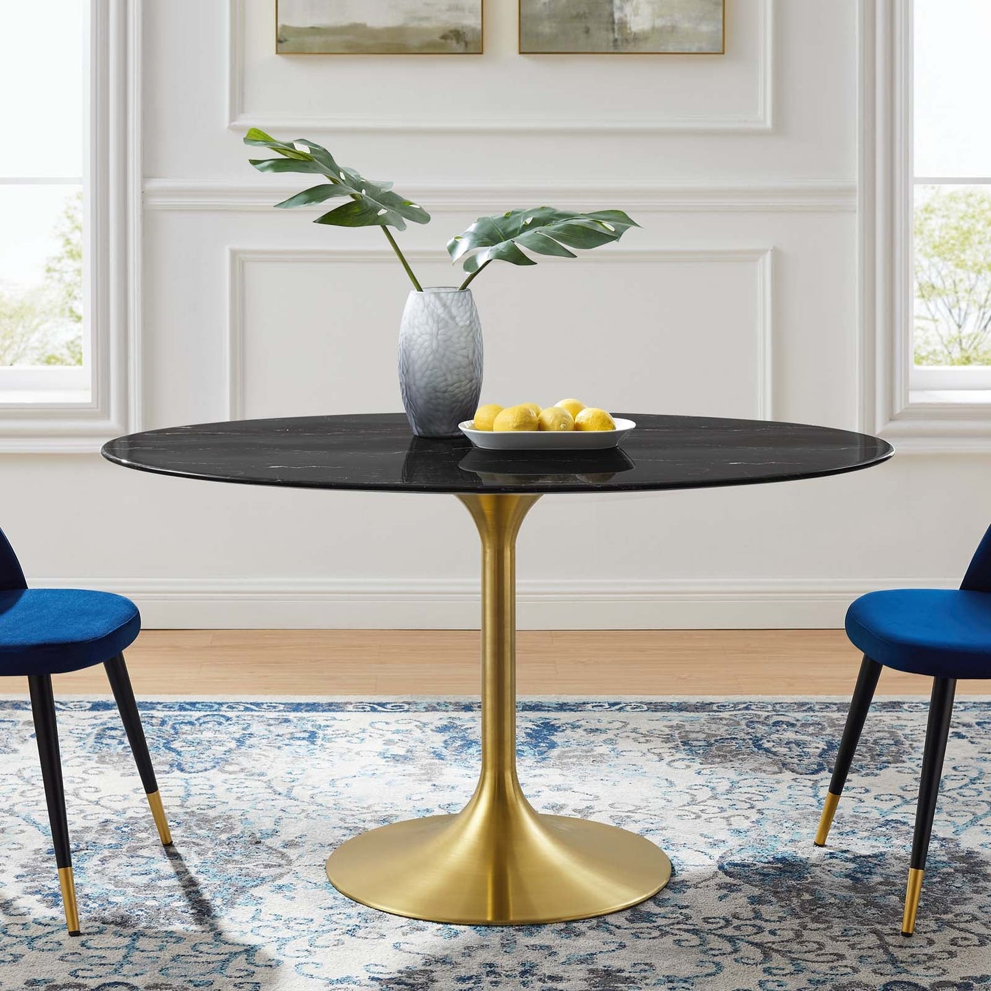 Lippa 54" Oval Faux Marble Dining Table by Modway