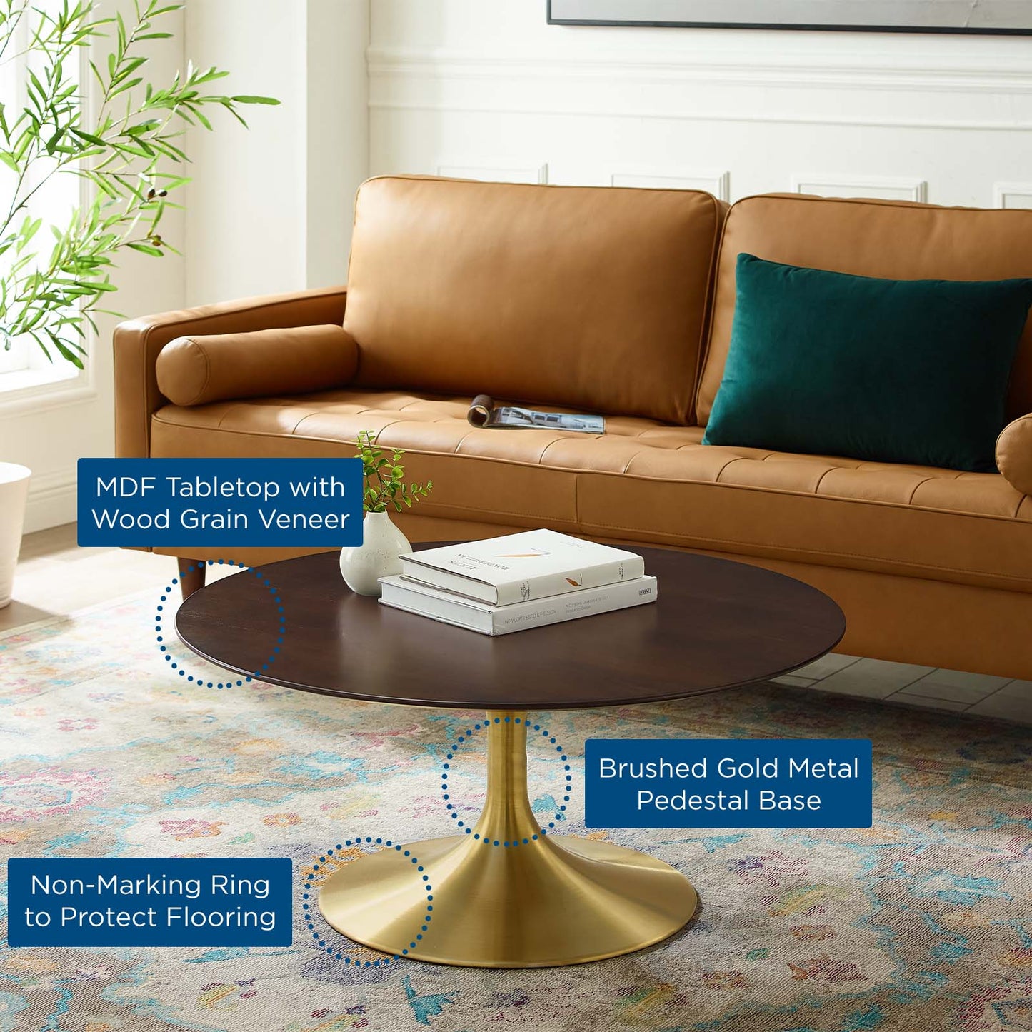 Lippa 36" Round Wood Coffee Table by Modway