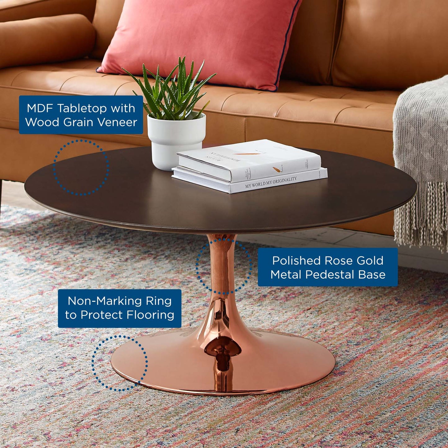 Lippa 36" Round Wood Coffee Table by Modway