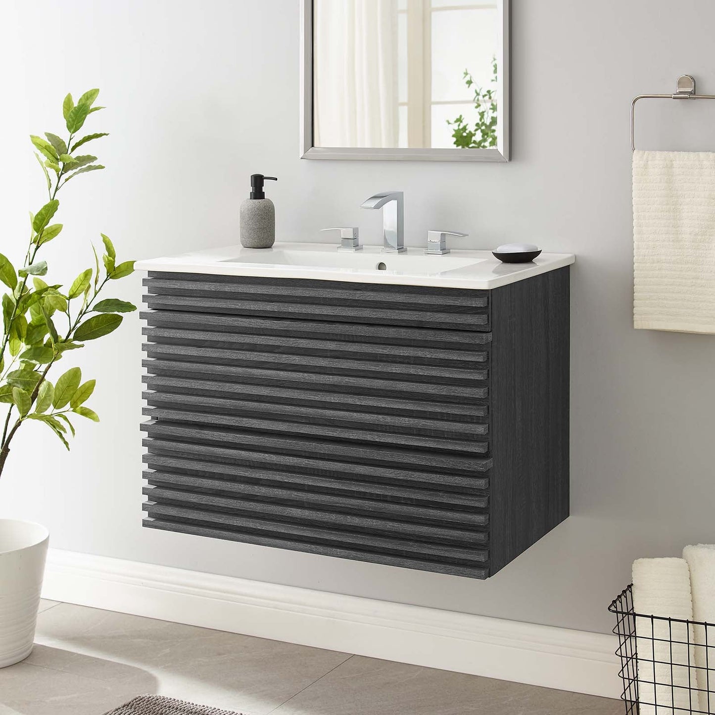 Render 30" Wall-Mount Bathroom Vanity by Modway