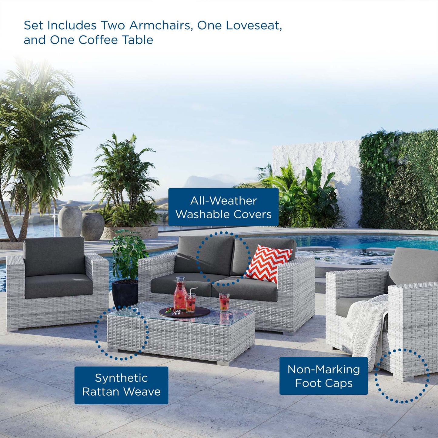Convene 4-Piece Outdoor Patio Set by Modway
