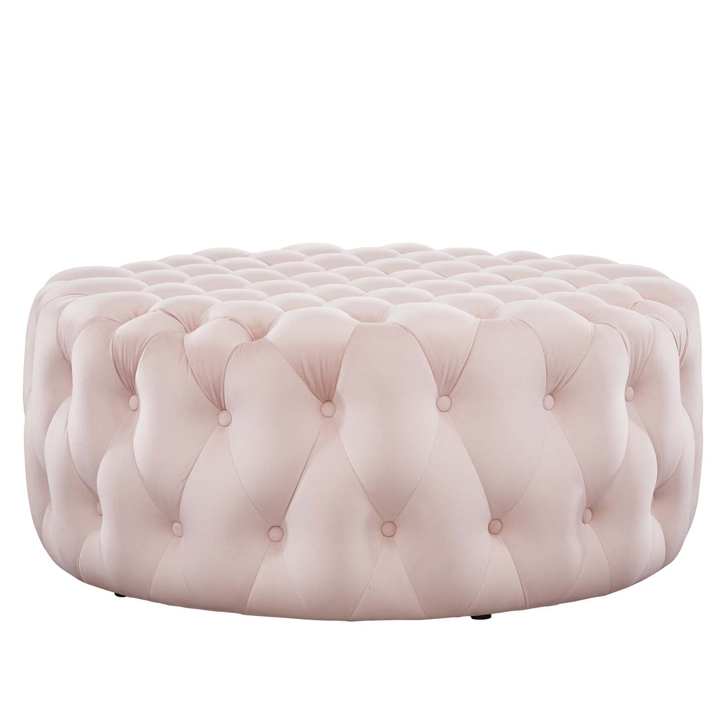 Amour Tufted Button Large Round Performance Velvet Ottoman by Modway