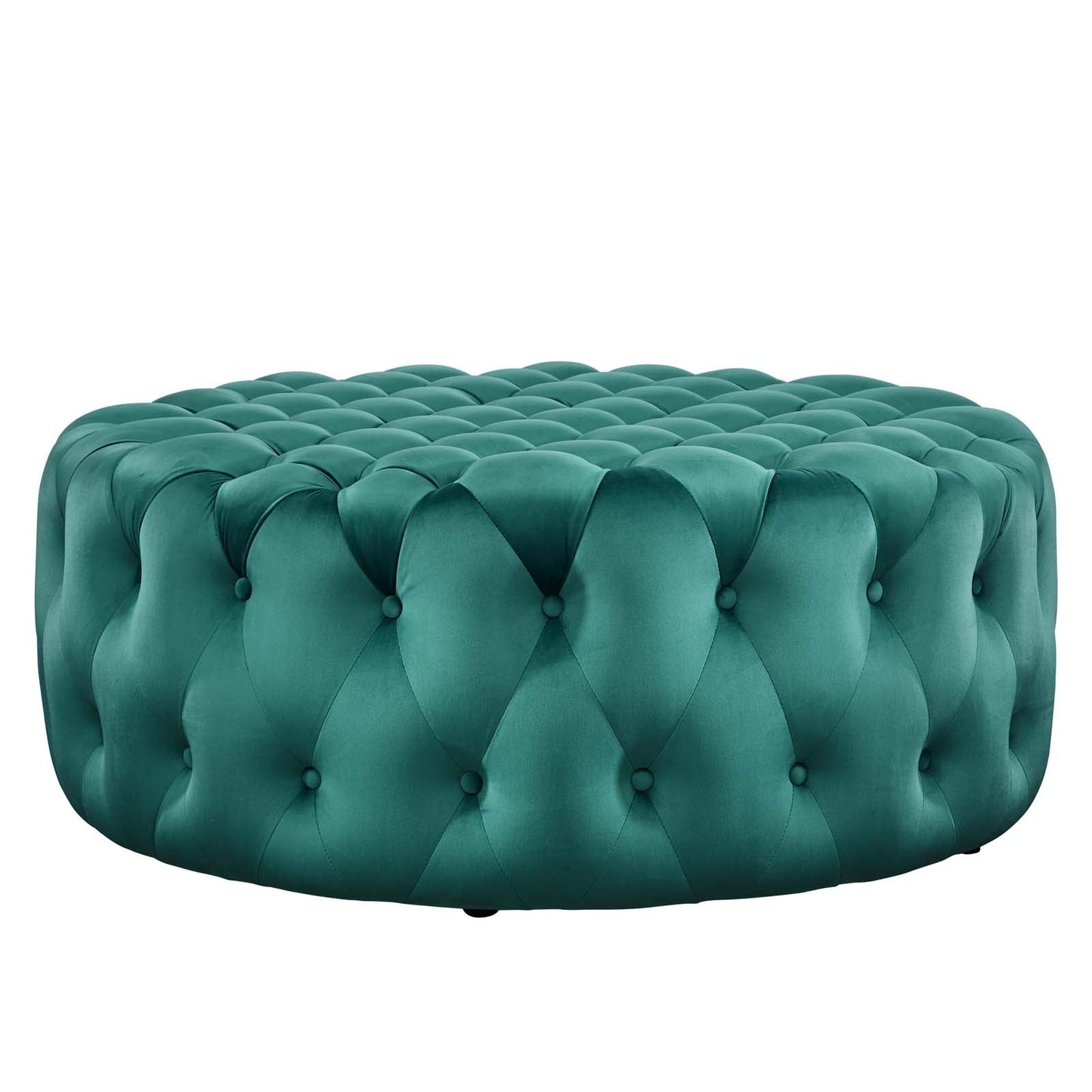 Amour Tufted Button Large Round Performance Velvet Ottoman by Modway