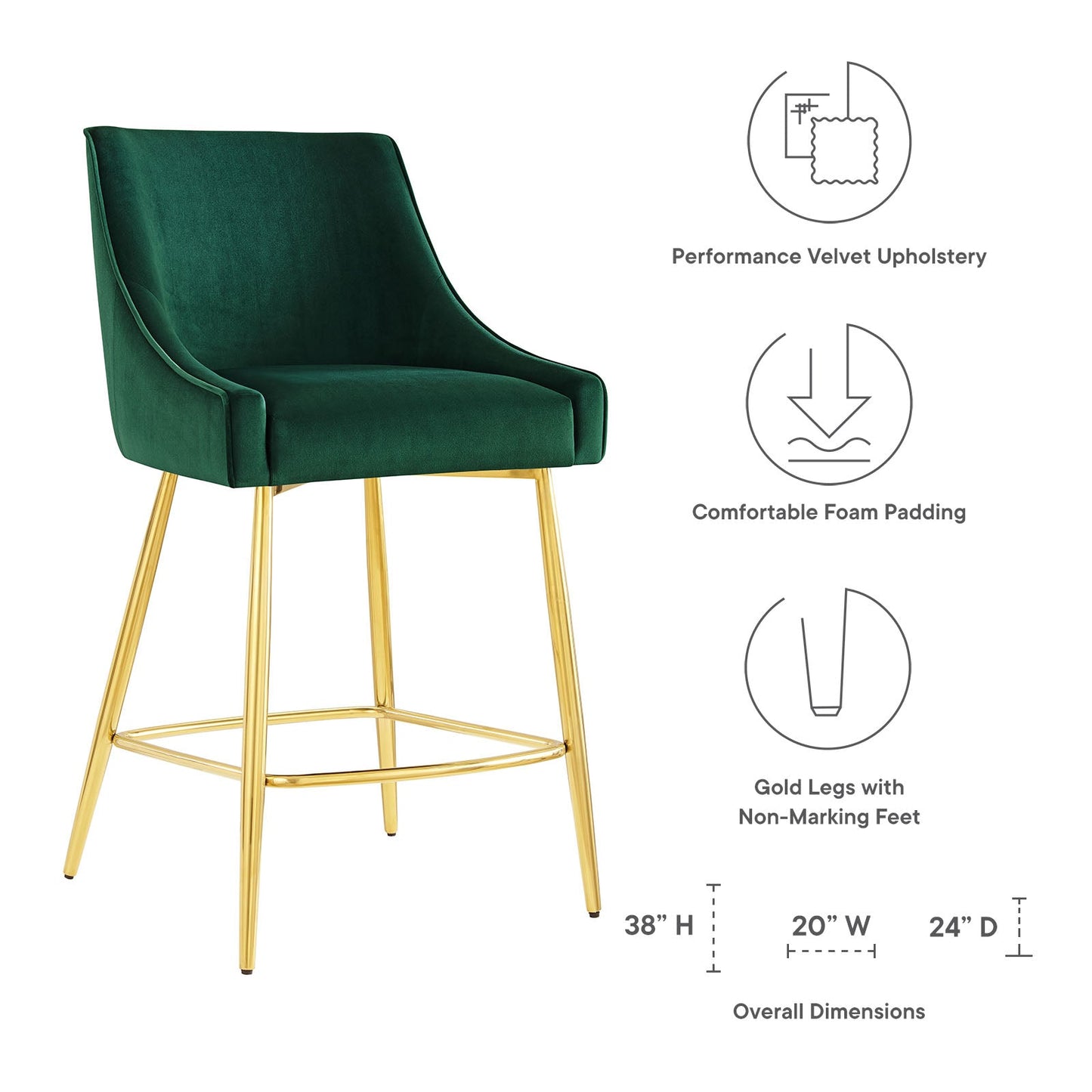 Discern Performance Velvet Counter Stool by Modway
