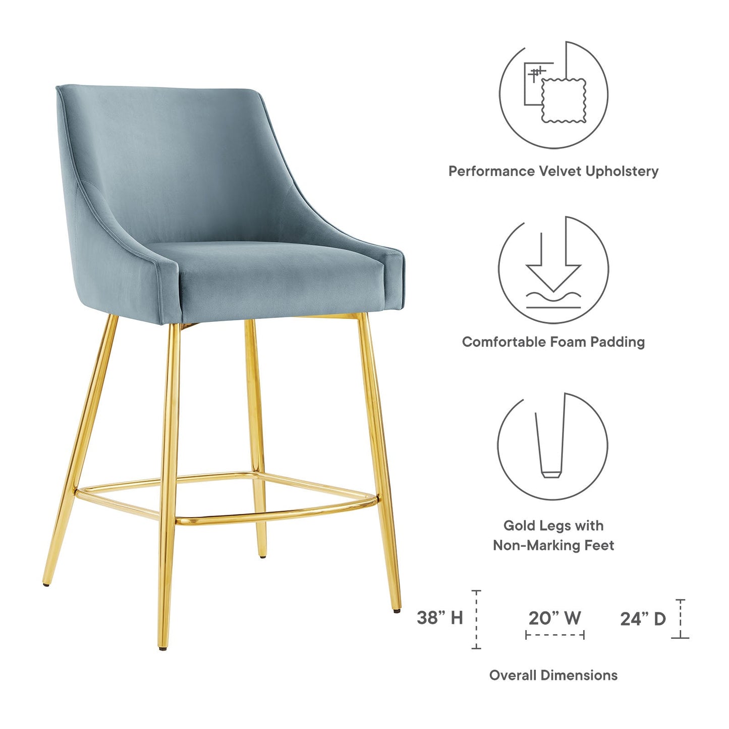 Discern Performance Velvet Counter Stool by Modway