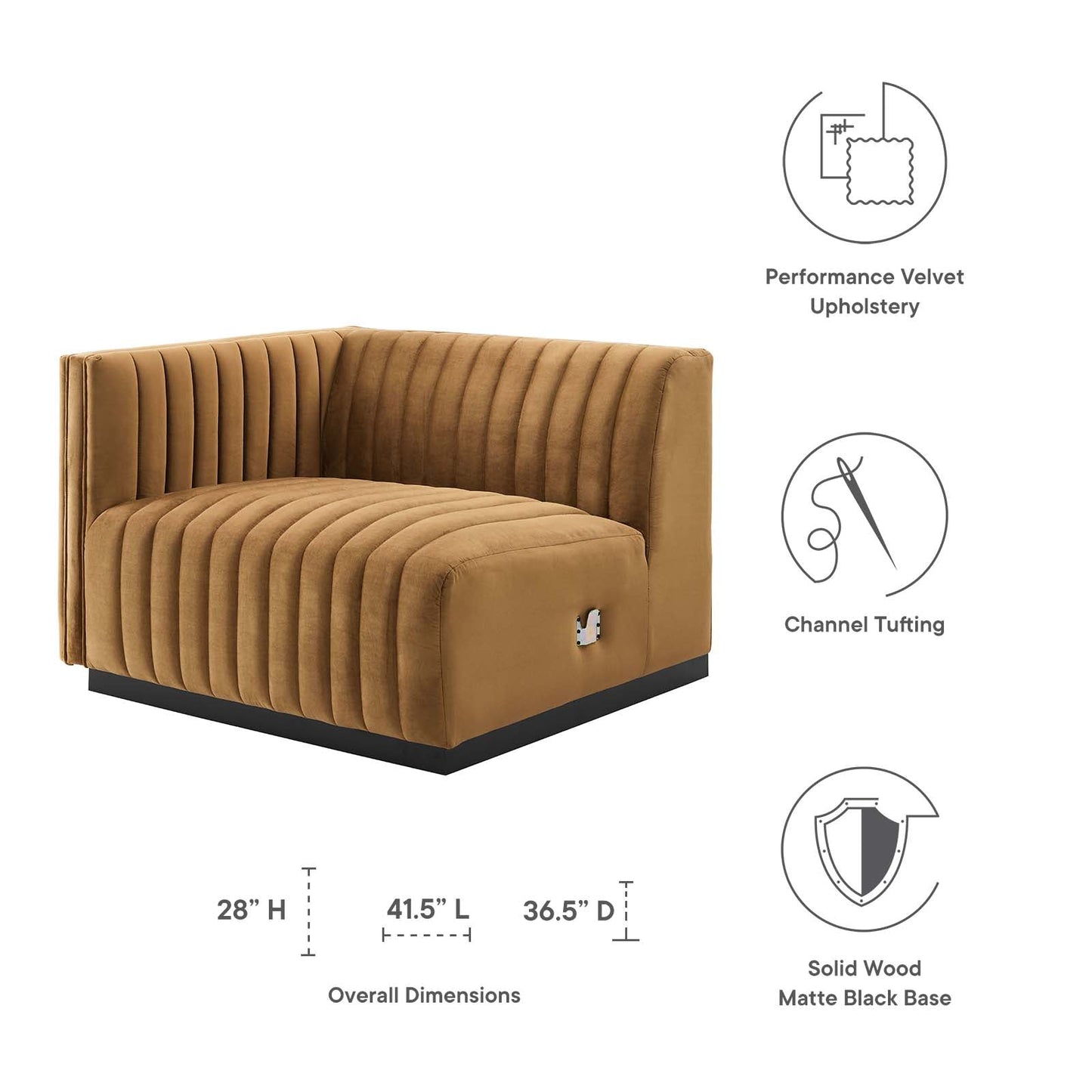 Conjure Channel Tufted Performance Velvet Left-Arm Chair by Modway