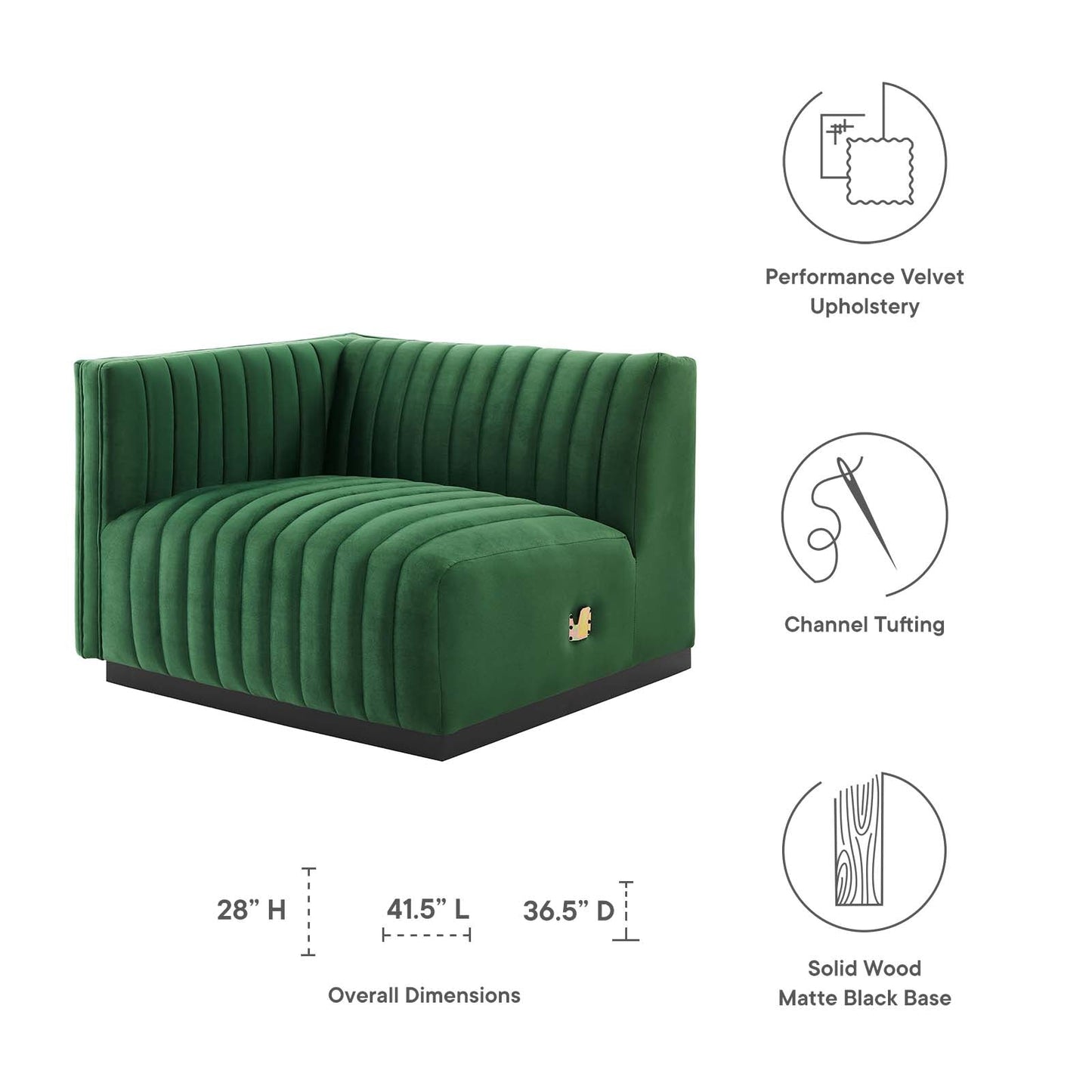 Conjure Channel Tufted Performance Velvet Left-Arm Chair by Modway