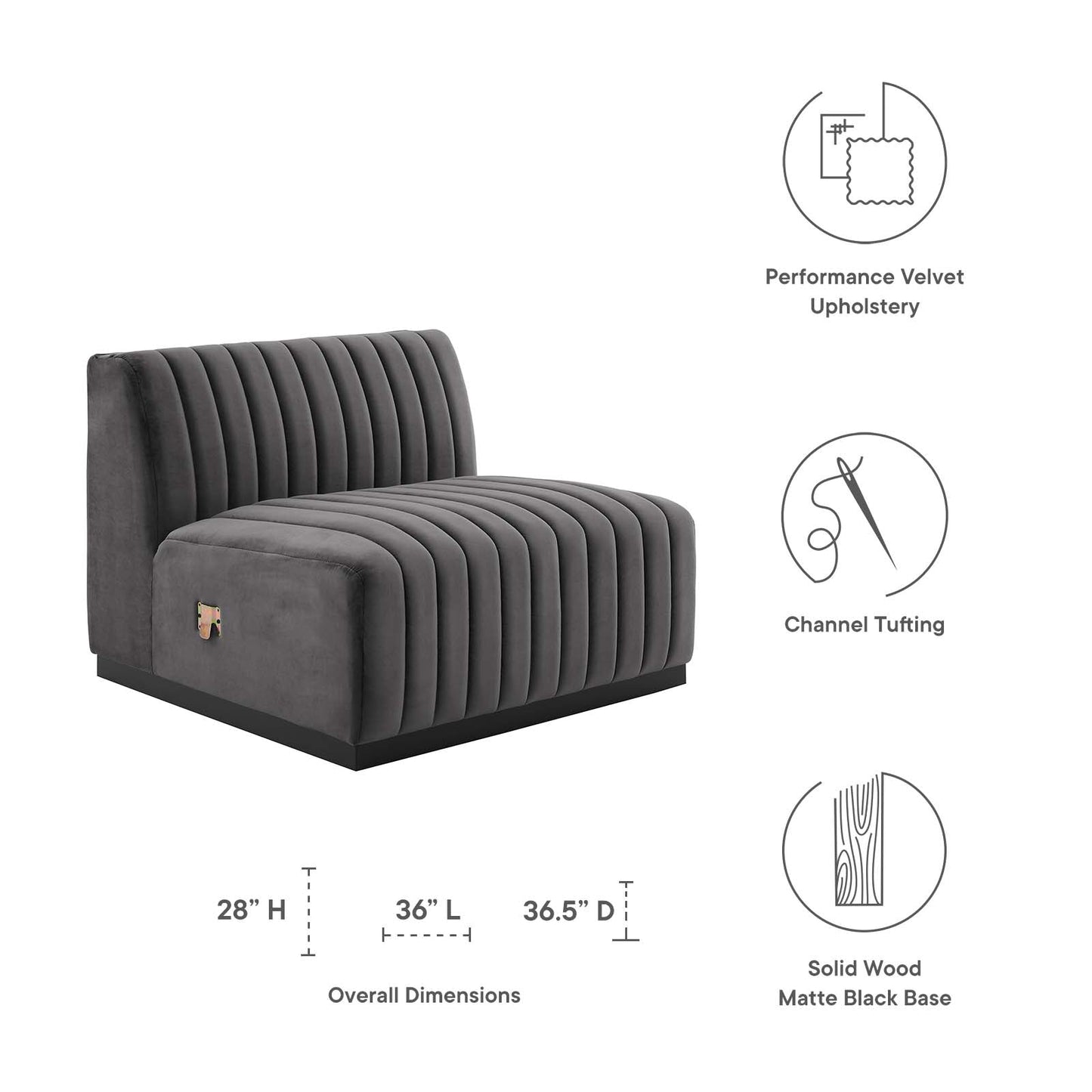 Conjure Channel Tufted Performance Velvet Armless Chair by Modway