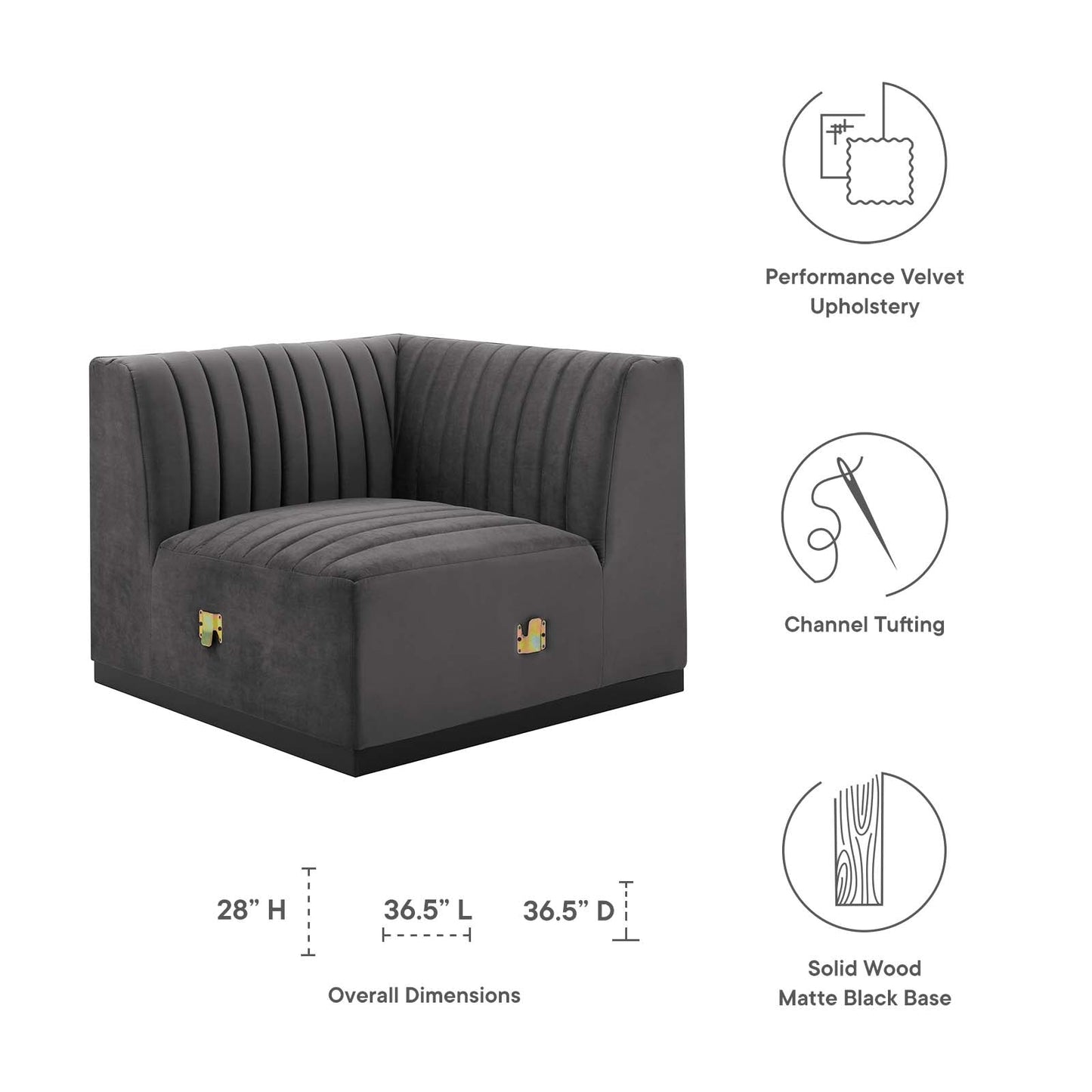 Conjure Channel Tufted Performance Velvet Left Corner Chair by Modway