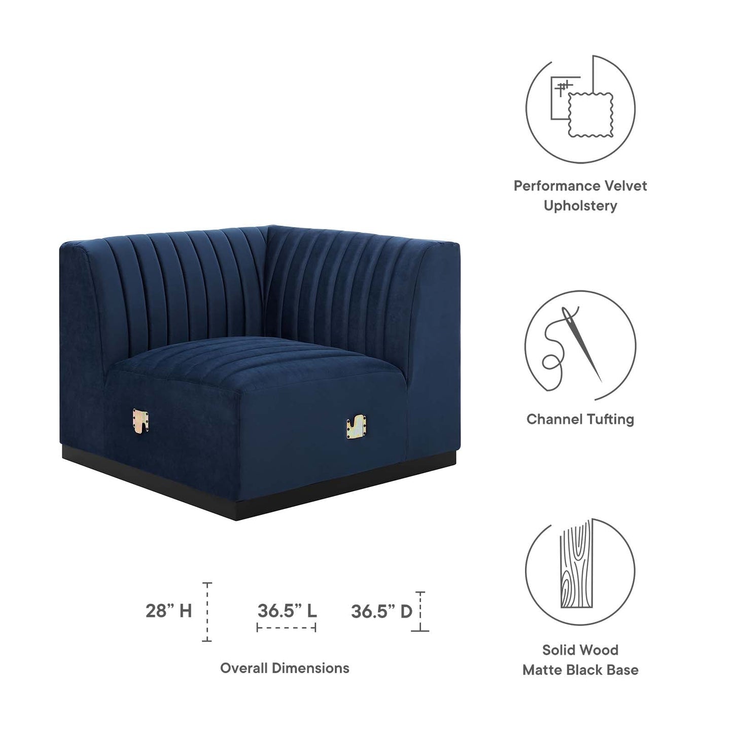 Conjure Channel Tufted Performance Velvet Left Corner Chair by Modway